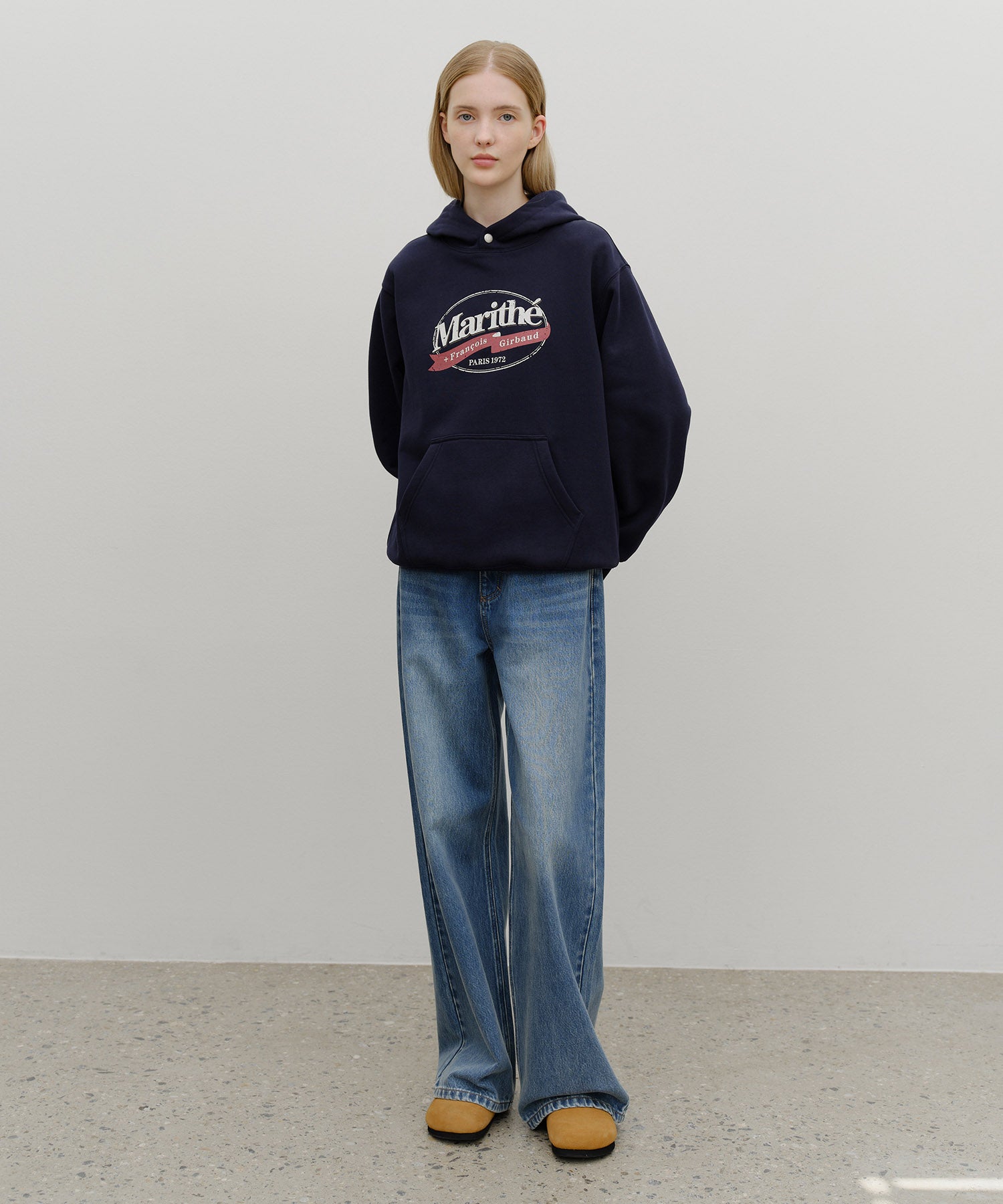 Marithe & Francois Girbaud - Vintage Stamp Graphic Hoodie (brushed) (Navy) product image 5 | TRAB K-Fashion Australia