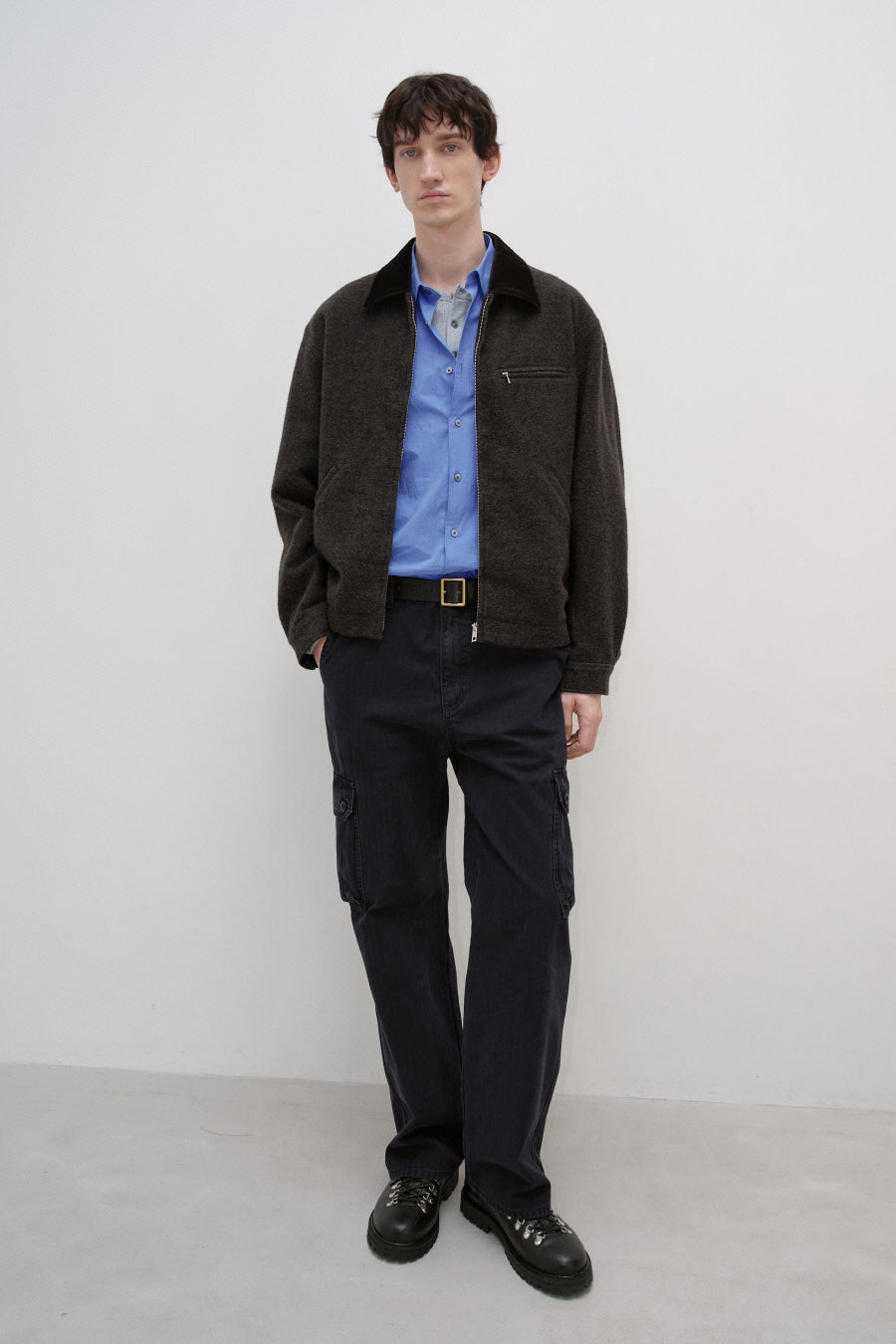 Insilence - Velvet Trimmed Wool Jacket (Brown) product image 4 | TRAB K-Fashion Australia