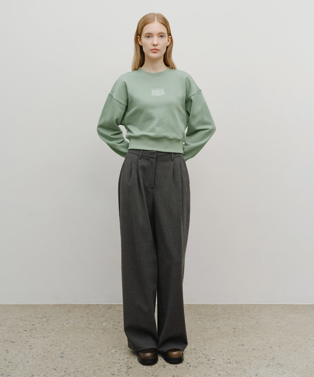 Marithe & Francois Girbaud - Small Classic Logo Crop Sweatshirt (Mint Gray) product image 5 | TRAB K-Fashion Australia