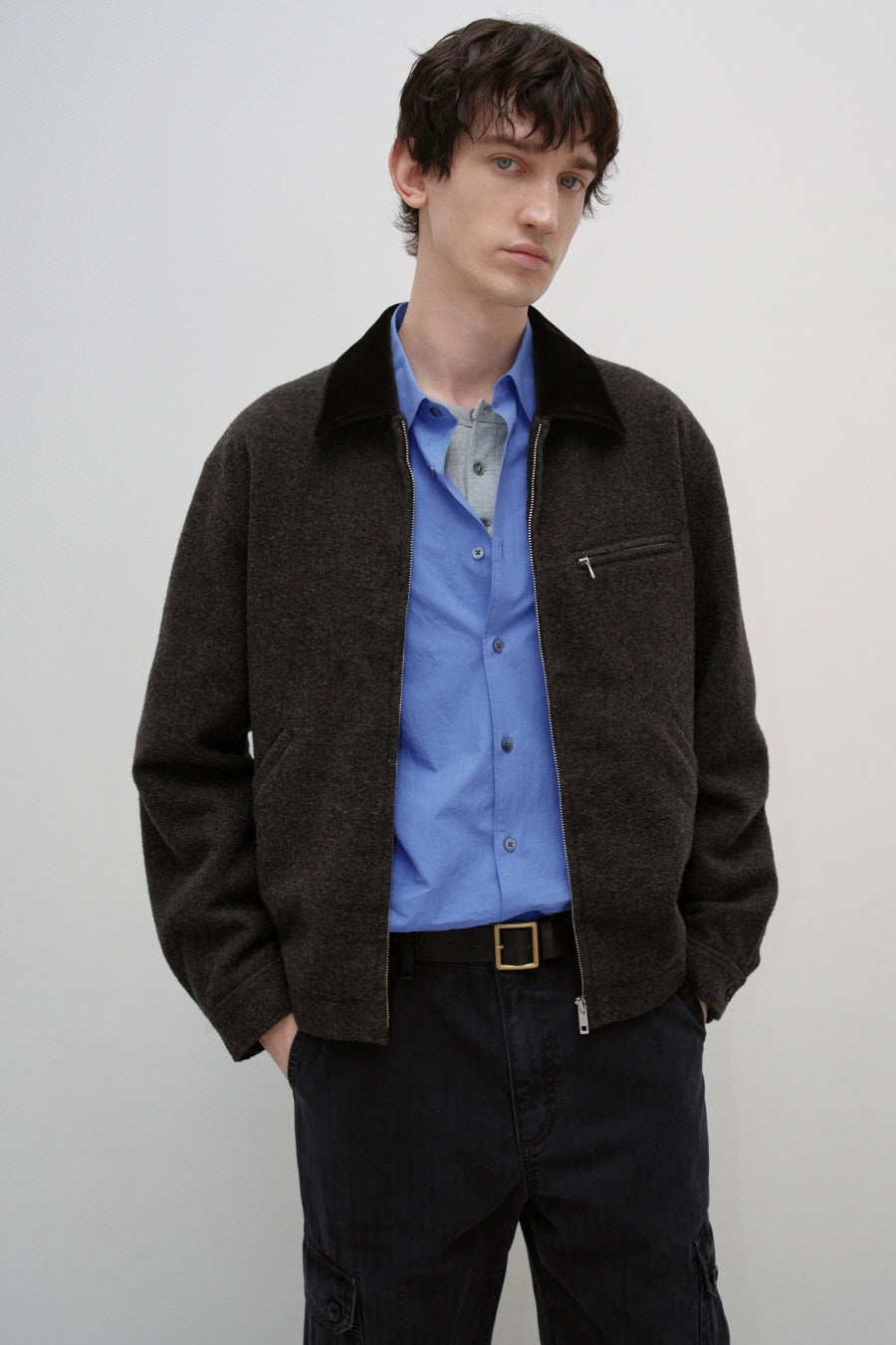 Insilence - Velvet Trimmed Wool Jacket (Brown) product image 6 | TRAB K-Fashion Australia