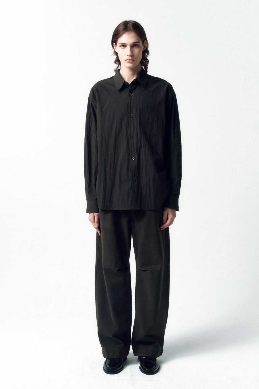 Insilence - Slub Twill Volume Pants (Charcoal) product image 1 | TRAB K-Fashion Australia