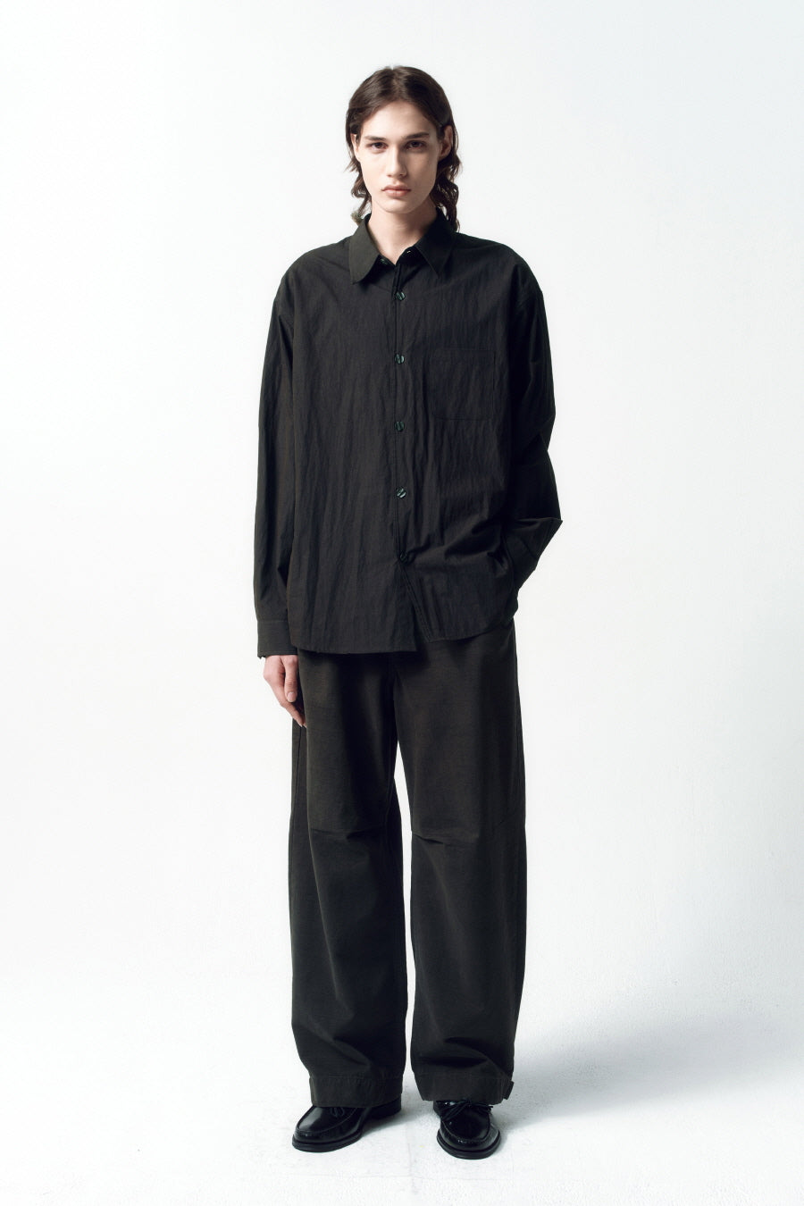 Insilence - Slub Twill Volume Pants (Charcoal) product image 4 | TRAB K-Fashion Australia