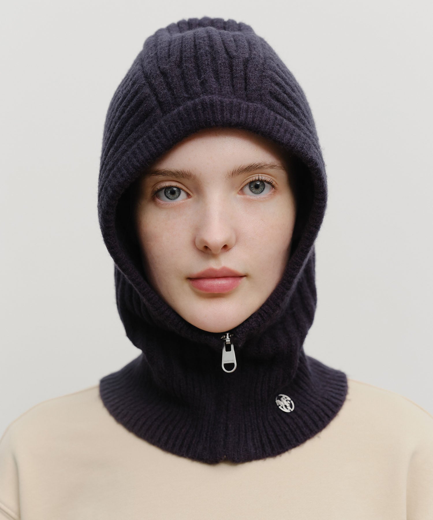 Marithe & Francois Girbaud - Circle Logo Zip Up Balaclava (Navy) product image 5 | TRAB K-Fashion Australia