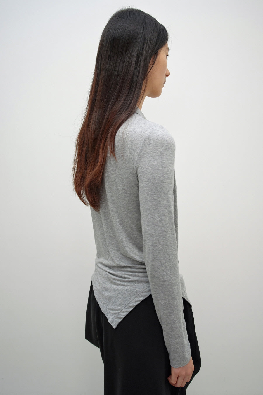 Insilence - Cowl Henley neck long sleeve (Melange Grey) product image 5 | TRAB K-Fashion Australia