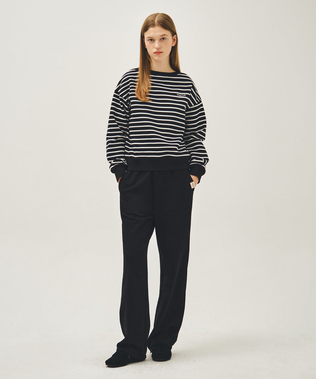 Marithe & Francois Girbaud - Stripe Boatneck Crop Sweatshirt (Black) product image 5 | TRAB K-Fashion Australia