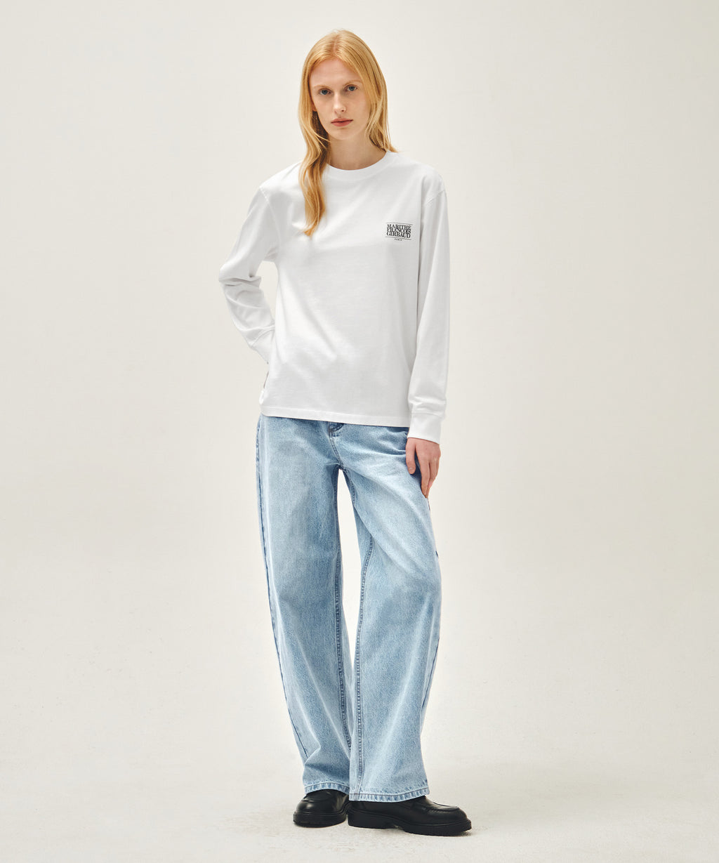 Marithe & Francois Girbaud - Back Classic Logo Long Sleeve Tee (White) product image 5 | TRAB K-Fashion Australia