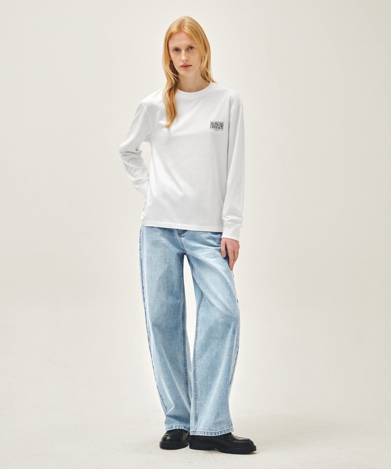 Marithe & Francois Girbaud - Back Classic Logo Long Sleeve Tee (White) product image 5 | TRAB K-Fashion Australia