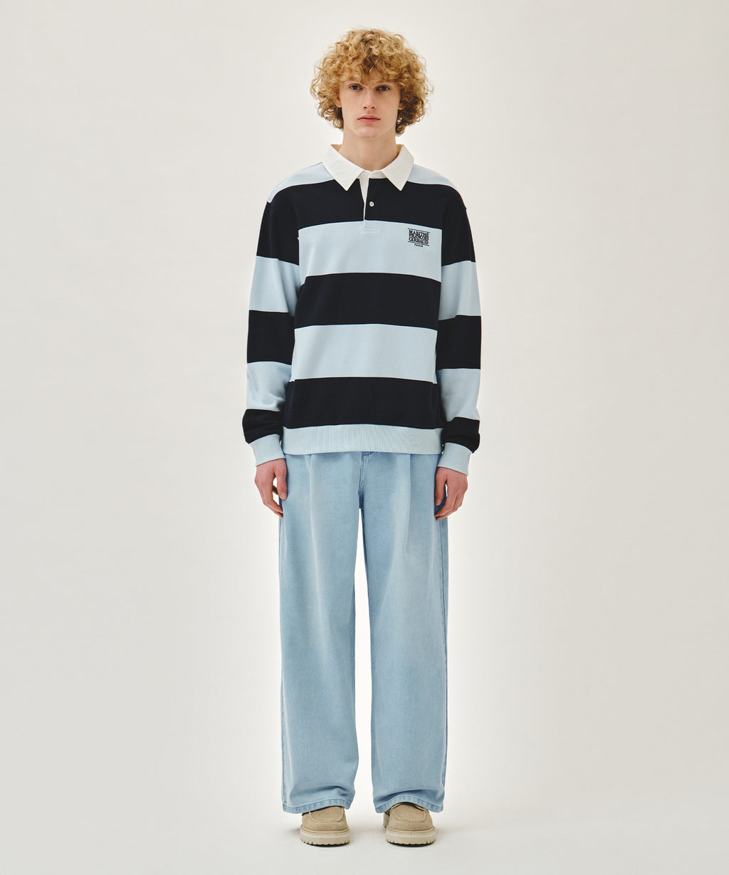 Marithe & Francois Girbaud - Small Classic Logo Rugby Stripe Sweatshirt (Navy) product image 5 | TRAB K-Fashion Australia