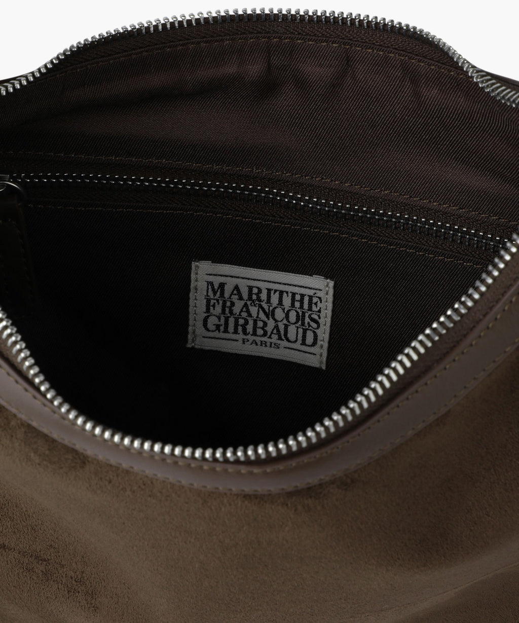 Marithe & Francois Girbaud - Classic Logo Round Suede Shoulder Bag (Brown) product image 5 | TRAB K-Fashion Australia