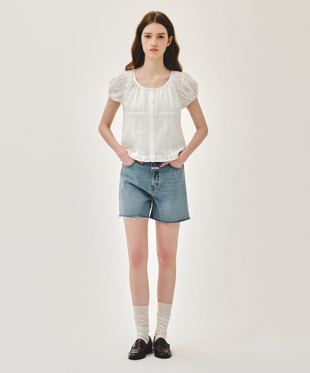 Marithe & Francois Girbaud - Puff Sleeve Lace Shirt (White) product image 5 | TRAB K-Fashion Australia