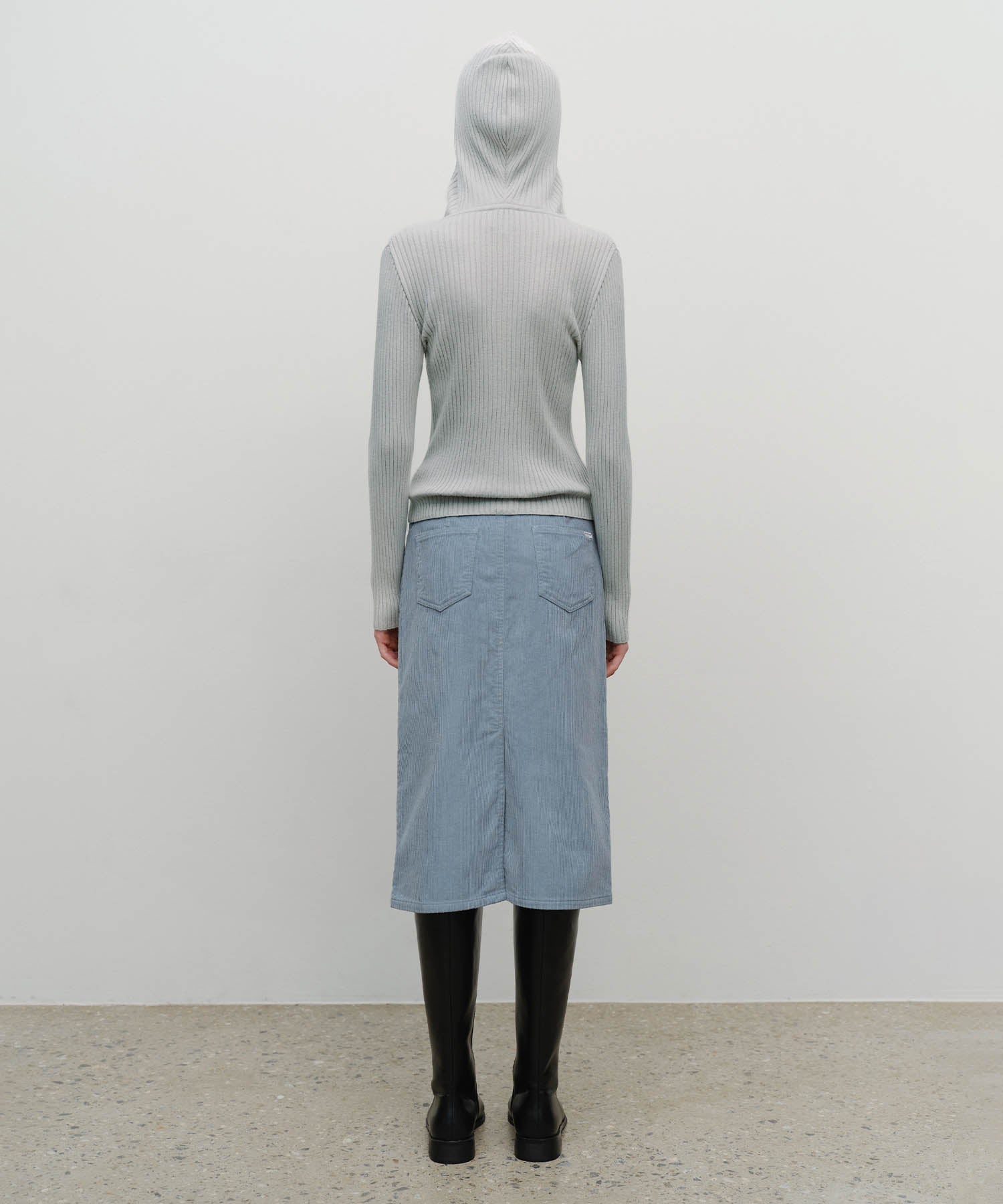 Marithe & Francois Girbaud - Classic Corduroy Midi Skirt (Sky Blue) product image 5 | TRAB K-Fashion Australia