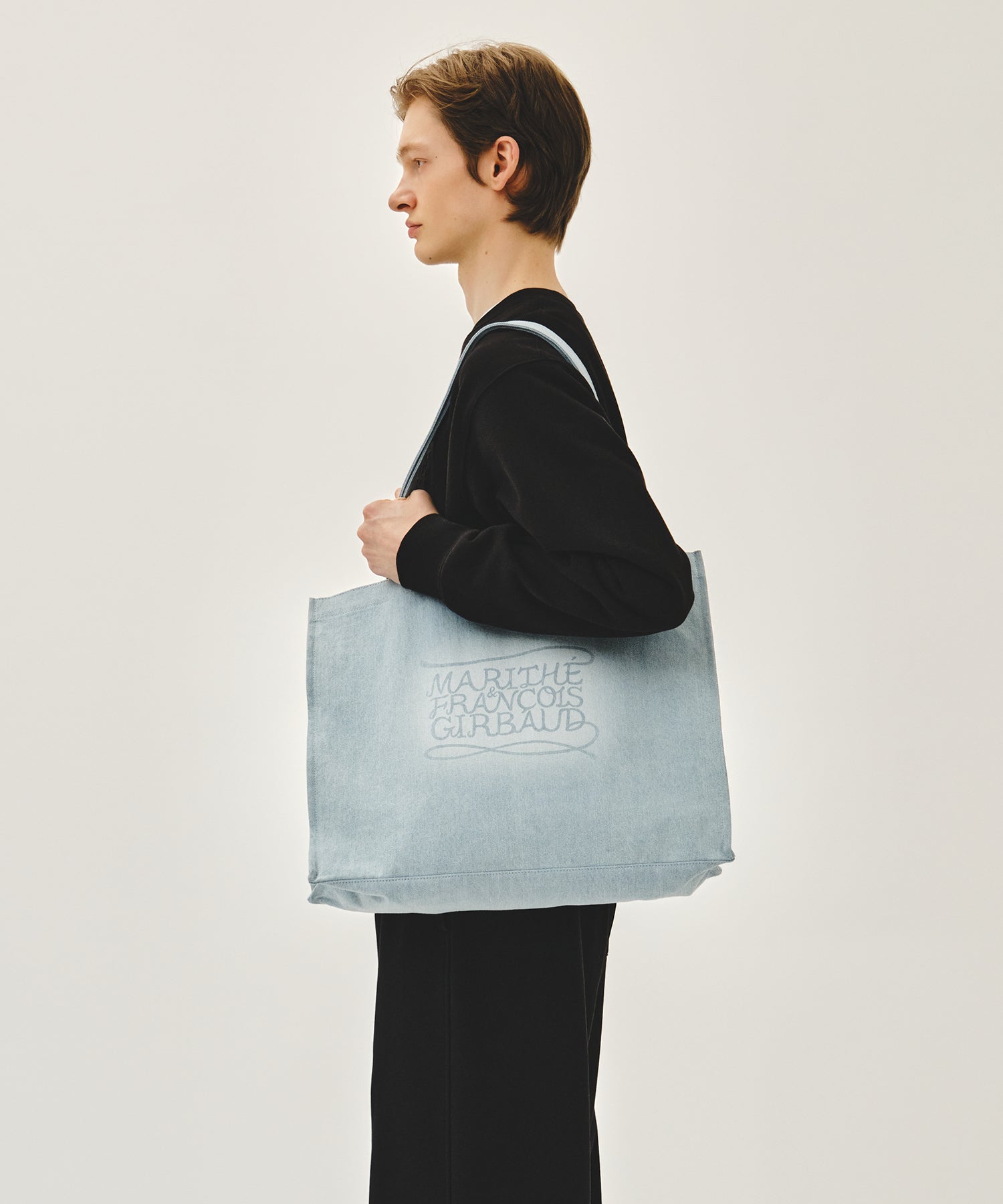 Marithe & Francois Girbaud - Drawing Classic Logo Denim Eco Bag (Light Blue) product image 5 | TRAB K-Fashion Australia
