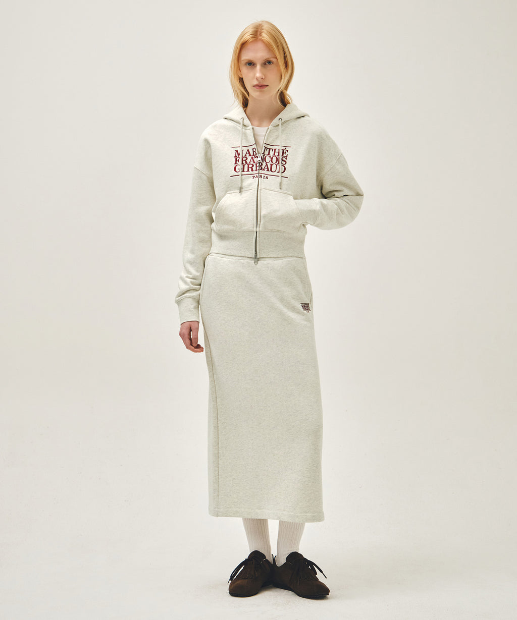 Marithe & Francois Girbaud - Classic Logo Crop Hoodie Zipup (Oatmeal) product image 5 | TRAB K-Fashion Australia
