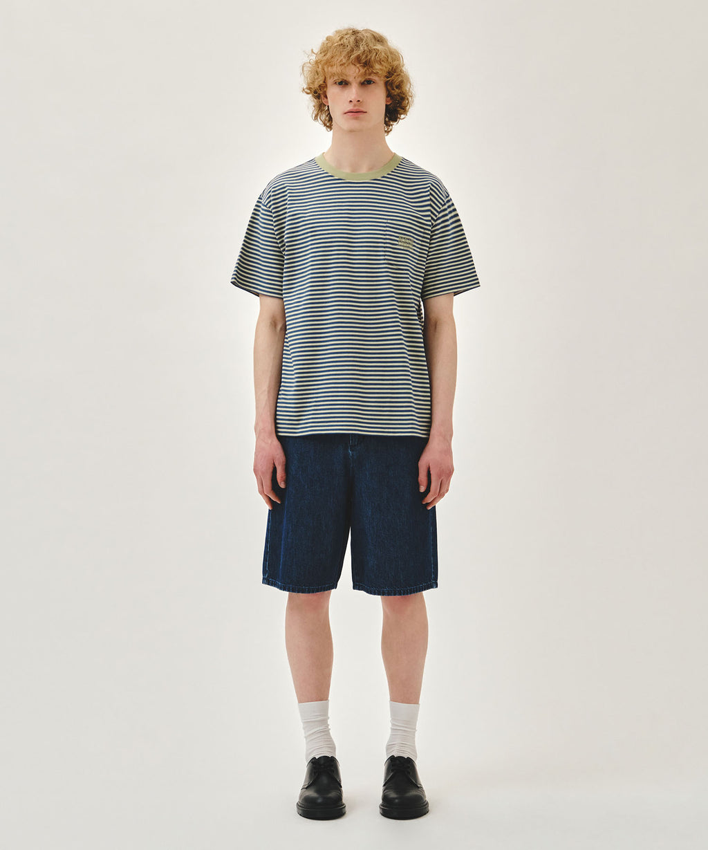 Marithe & Francois Girbaud - [Pre-order – Ships 19 Jun] Small Classic Logo Stripe Ringer Tee (Light Green) product image 5 | TRAB K-Fashion Australia