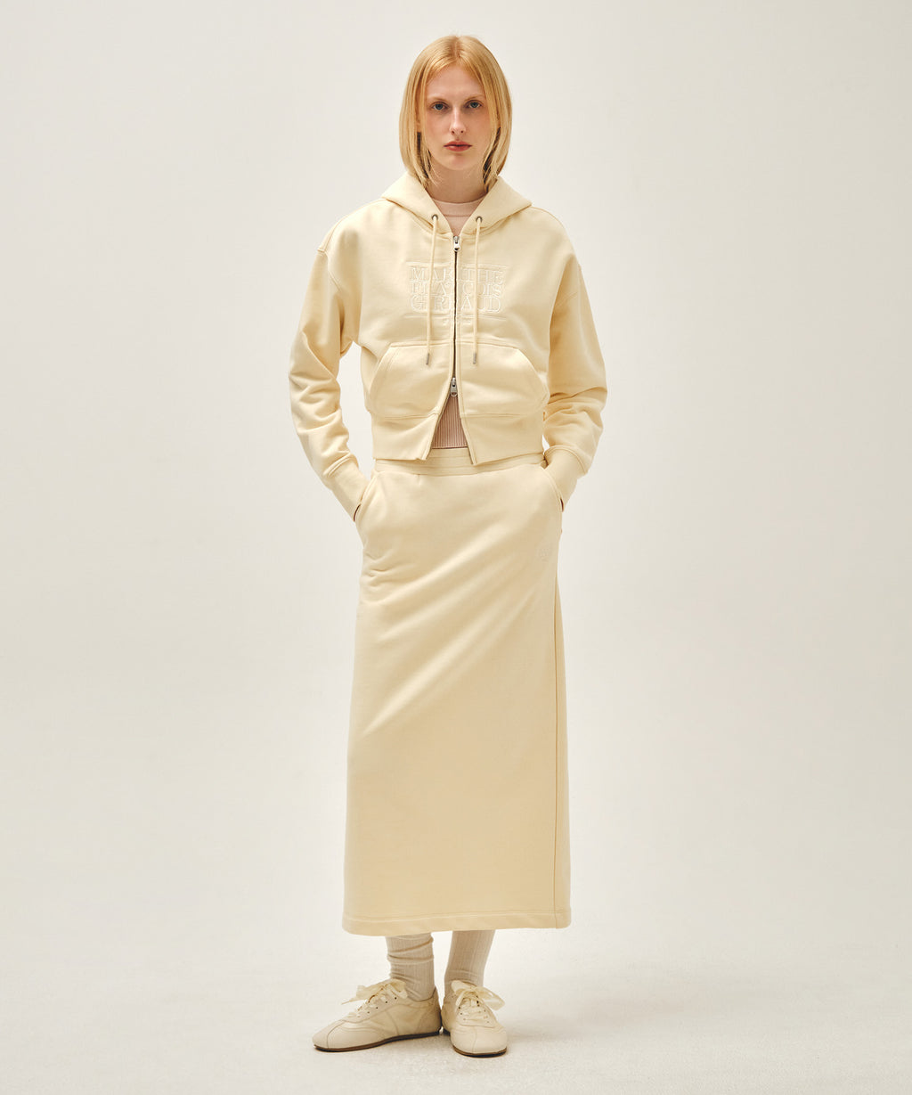 Marithe & Francois Girbaud - Classic Logo Crop Hoodie Zipup (Butter) product image 5 | TRAB K-Fashion Australia