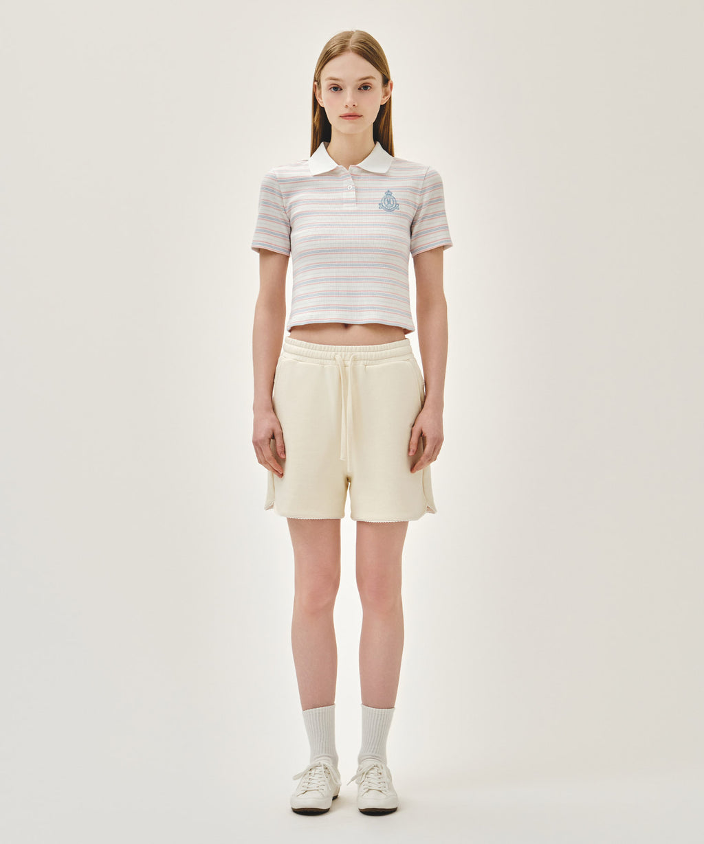 Marithe & Francois Girbaud - Stripe Slim Crop Collar Tee (Ivory) product image 5 | TRAB K-Fashion Australia