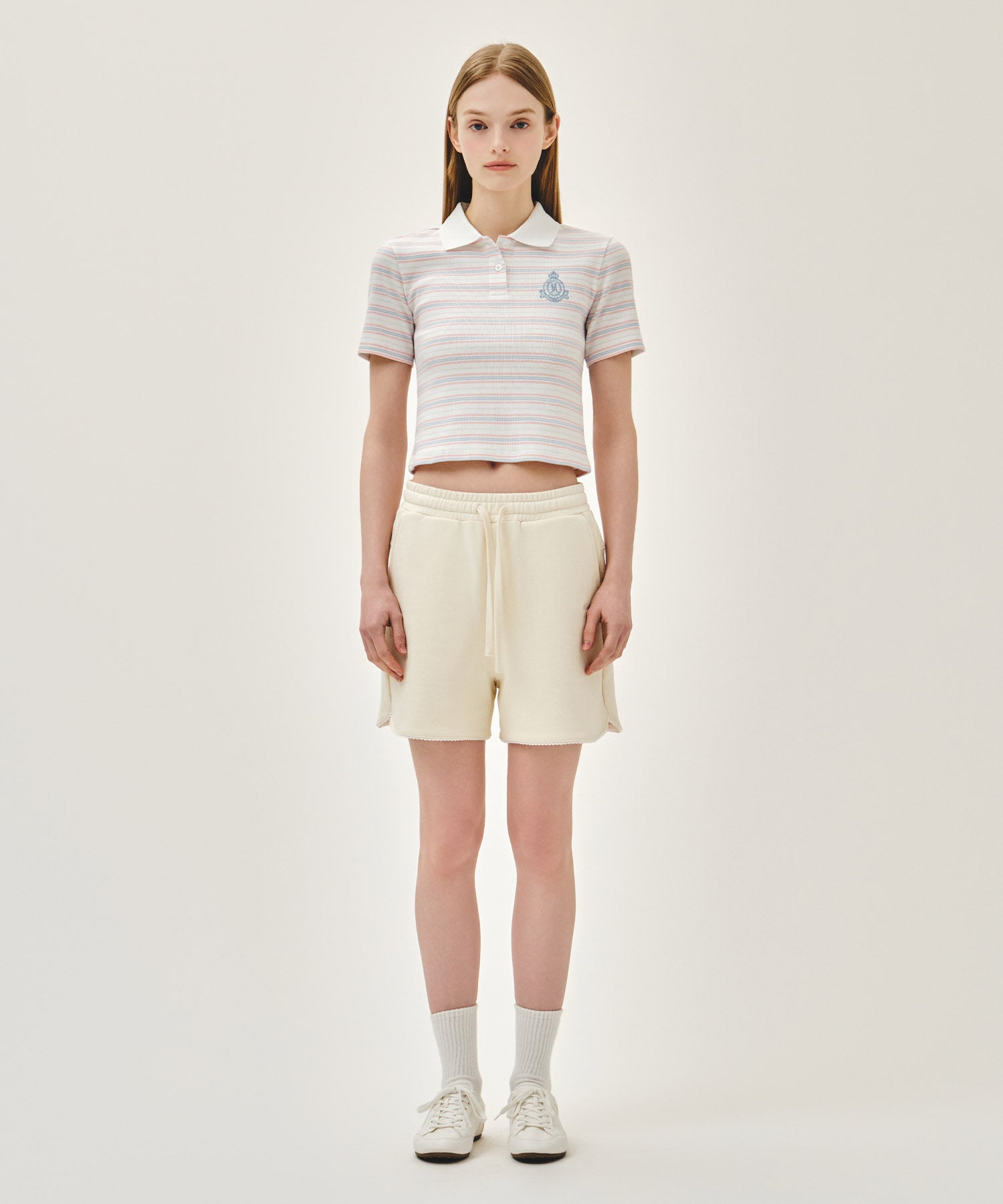 Marithe & Francois Girbaud - Stripe Slim Crop Collar Tee (Ivory) product image 5 | TRAB K-Fashion Australia