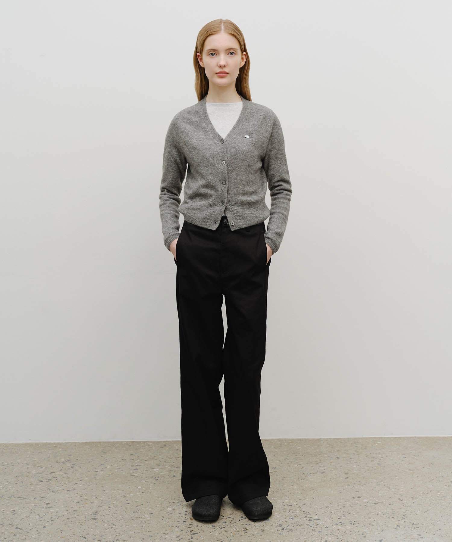 Marithe & Francois Girbaud - V-neck Crop Cardigan (Heather Gray) product image 5 | TRAB K-Fashion Australia