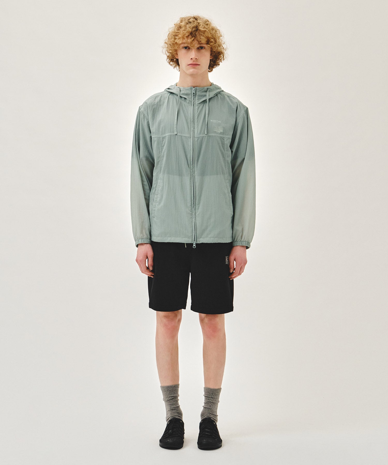 Marithe & Francois Girbaud - Hooded Packable Nylon Jacket (Mint Gray) product image 5 | TRAB K-Fashion Australia