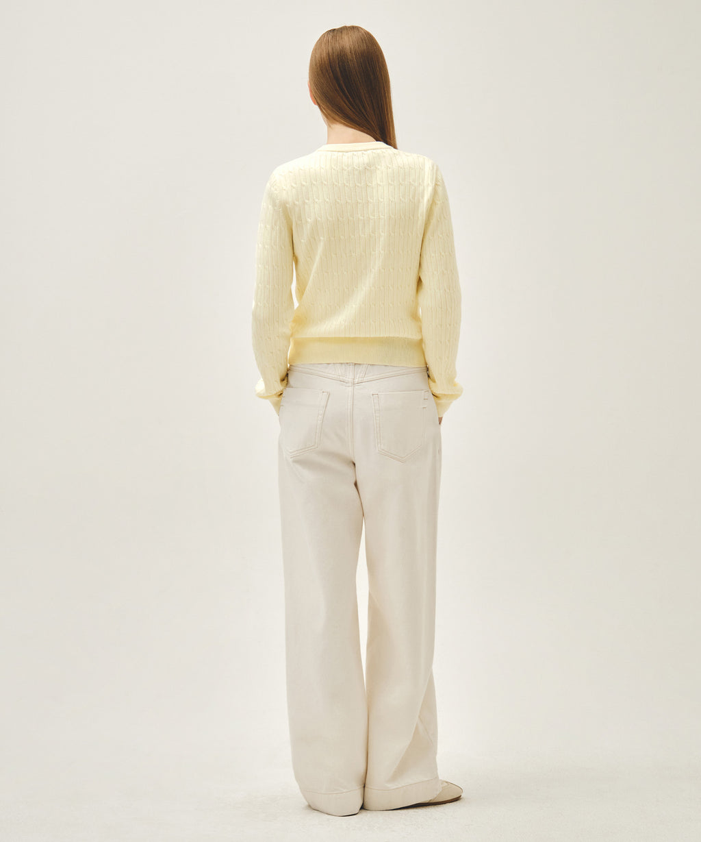 Marithe & Francois Girbaud - Low-waist Tuck Wide Denim Pants (Ecru) product image 7 | TRAB K-Fashion Australia