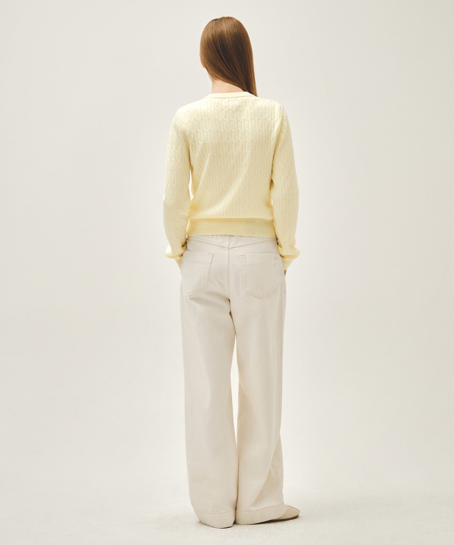 Marithe & Francois Girbaud - Low-waist Tuck Wide Denim Pants (Ecru) product image 7 | TRAB K-Fashion Australia