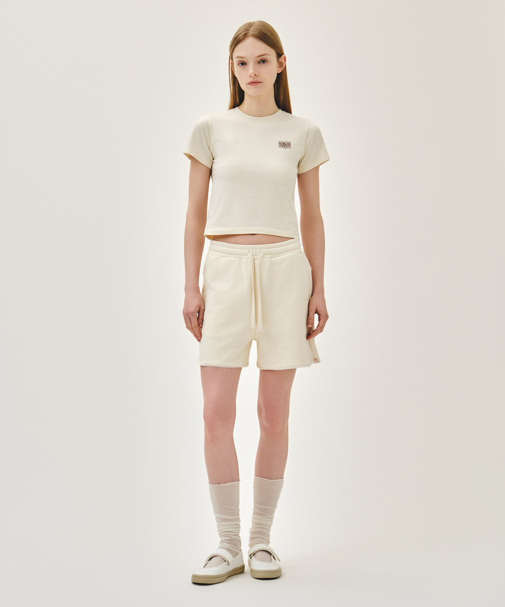 Marithe & Francois Girbaud - Antique Classic Logo Slim Crop Tee (Cream) product image 5 | TRAB K-Fashion Australia