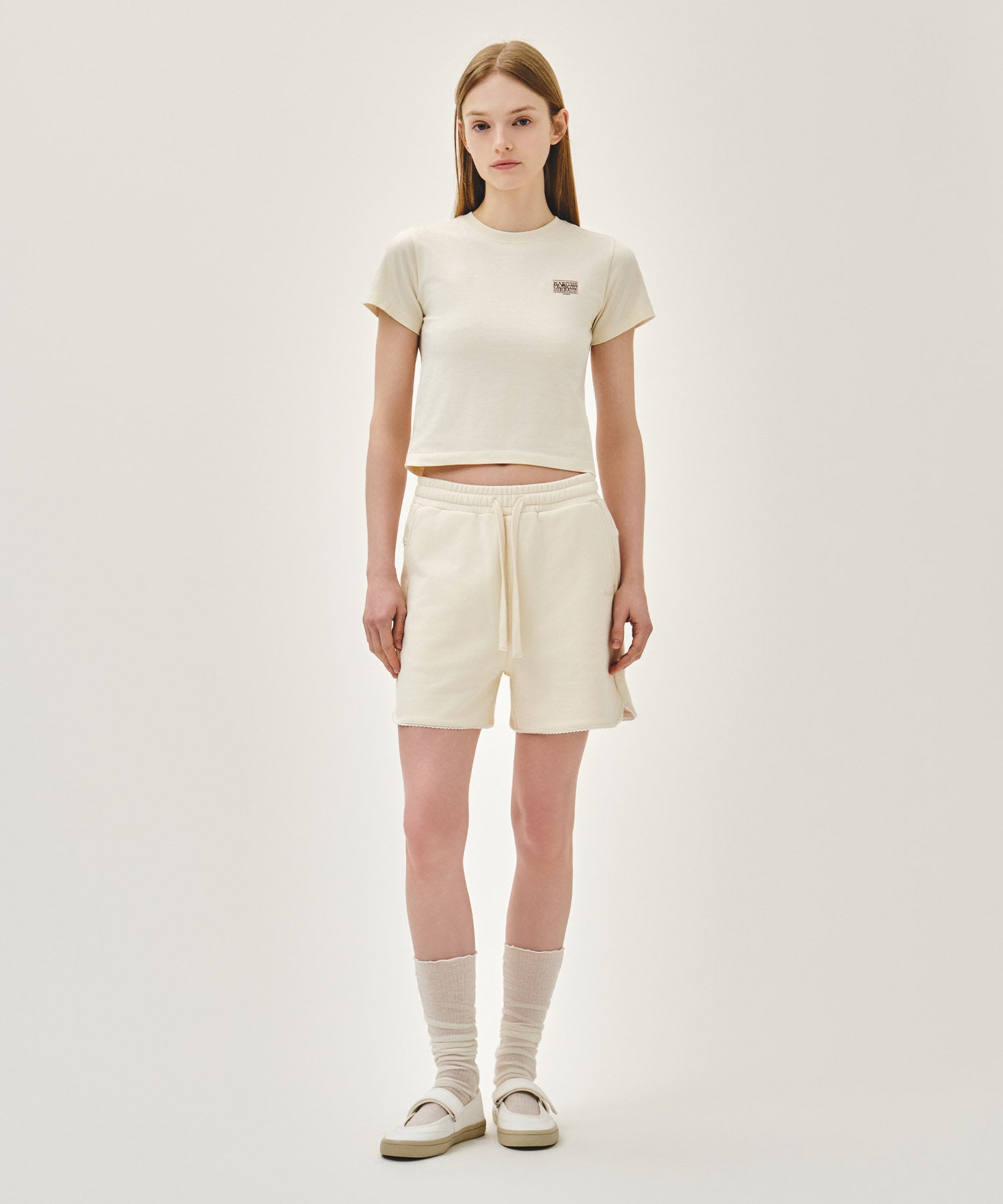 Marithe & Francois Girbaud - Antique Classic Logo Slim Crop Tee (Cream) product image 5 | TRAB K-Fashion Australia