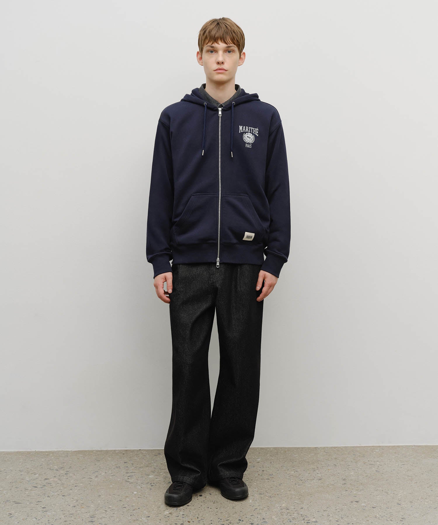 Marithe & Francois Girbaud - Big College Logo Graphic Hoodie Zipup (Navy) product image 5 | TRAB K-Fashion Australia
