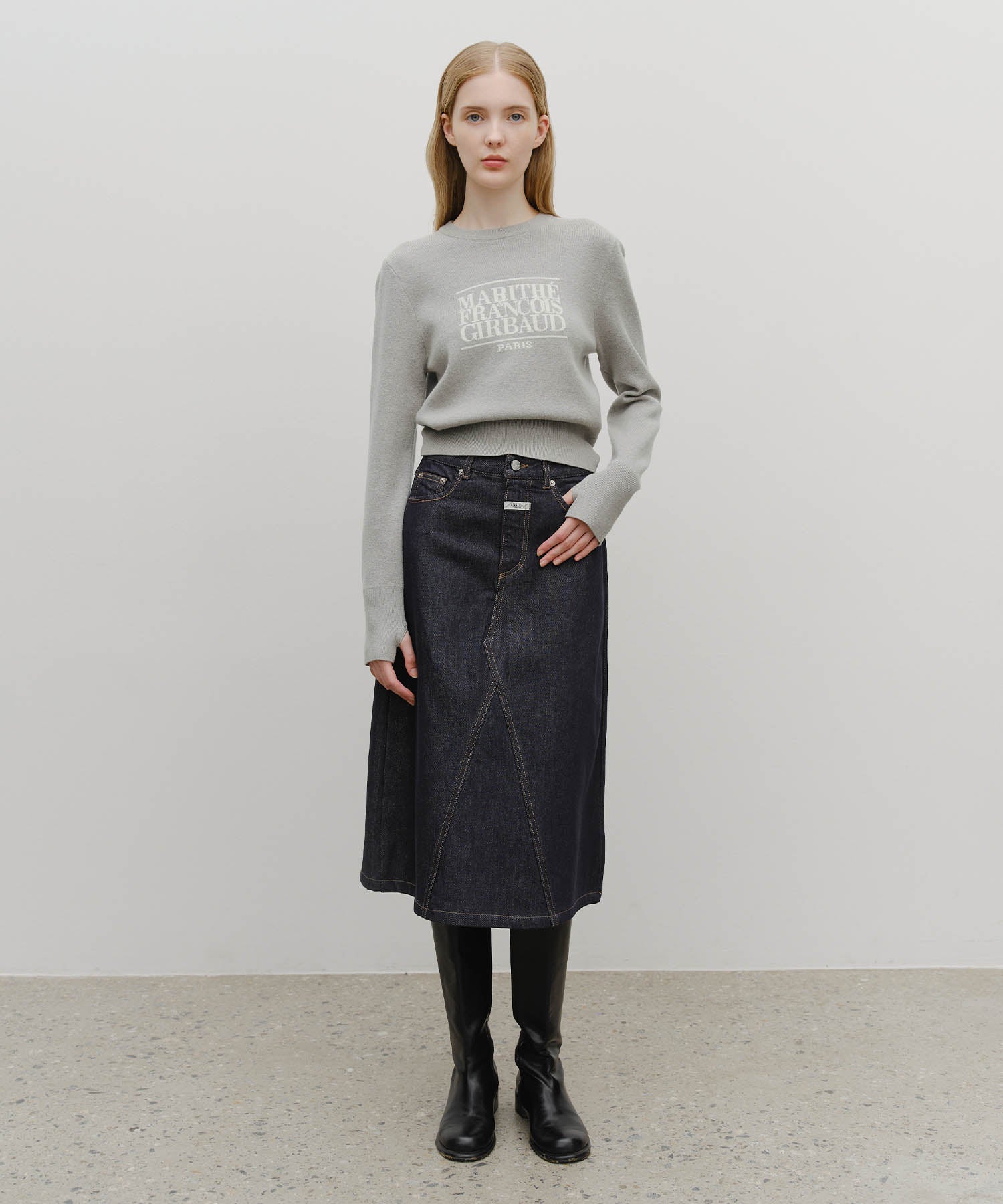 Marithe & Francois Girbaud - Classic Logo Crop Knit (Melange Gray) product image 5 | TRAB K-Fashion Australia