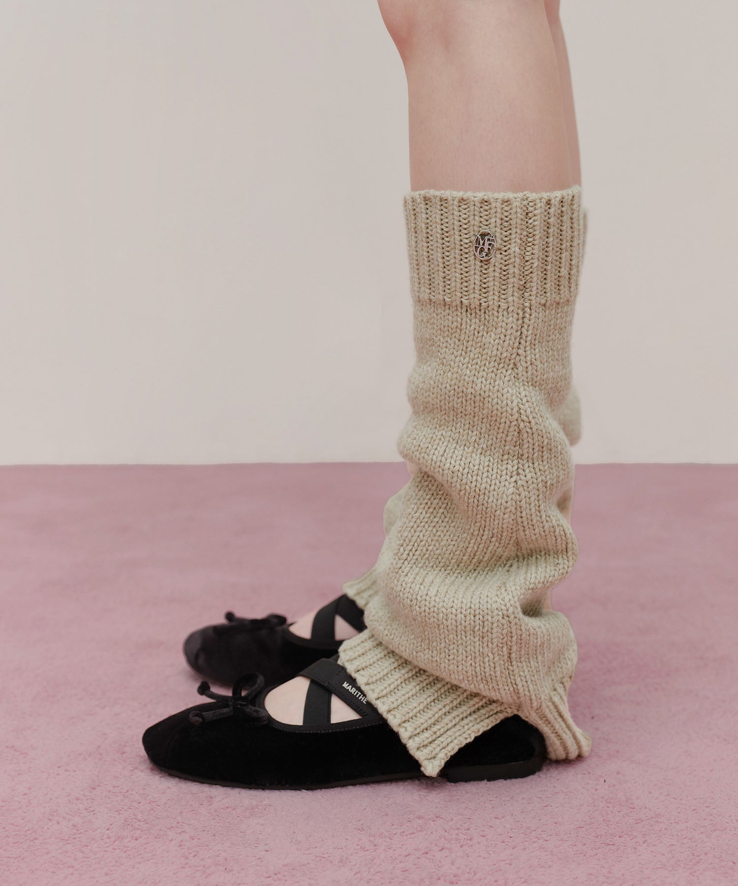 Marithe & Francois Girbaud - Knit Leg Warmer (Beige) product image 5 | TRAB K-Fashion Australia