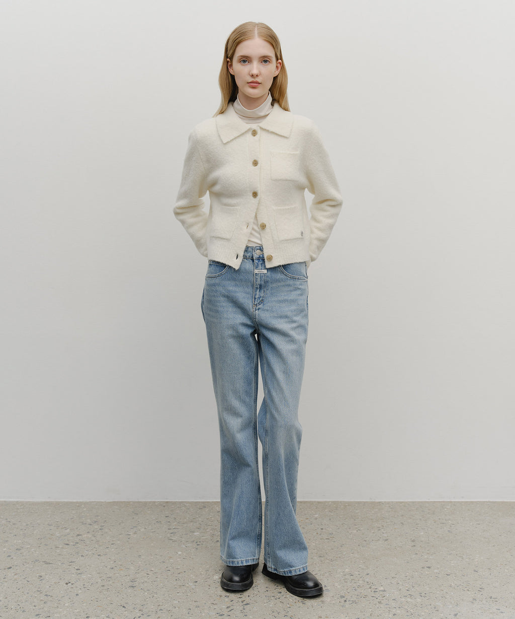 Marithe & Francois Girbaud - 3 Pocket Boucle Cardigan (Ivory) product image 5 | TRAB K-Fashion Australia