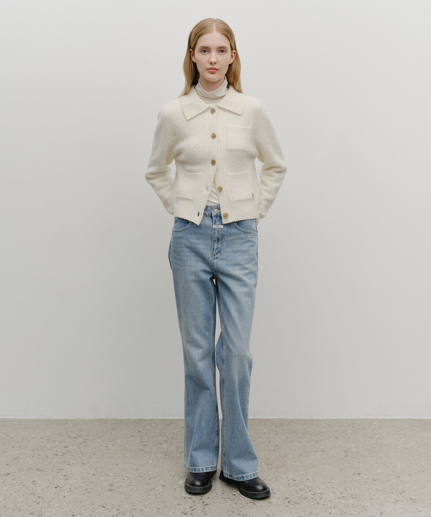 Marithe & Francois Girbaud - 3 Pocket Boucle Cardigan (Ivory) product image 5 | TRAB K-Fashion Australia