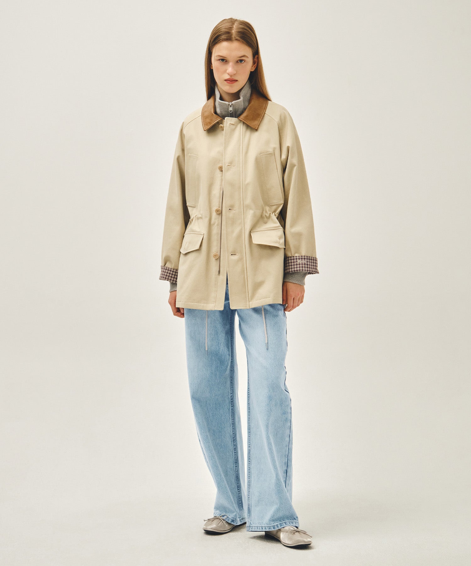 Marithe & Francois Girbaud - Cotton Washed Hunting Jacket (Light Beige) product image 5 | TRAB K-Fashion Australia