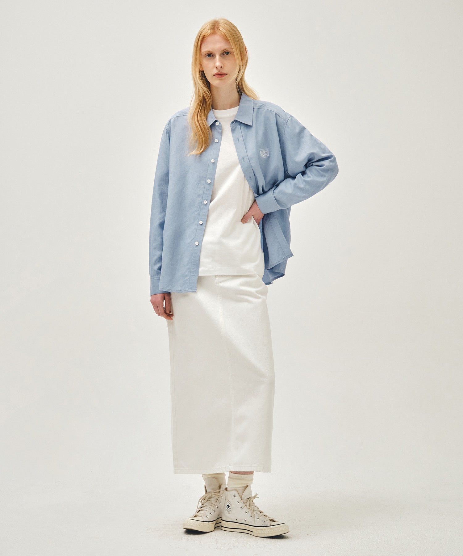 Marithe & Francois Girbaud - Classic Logo Linen Shirt (Sky Blue) product image 5 | TRAB K-Fashion Australia