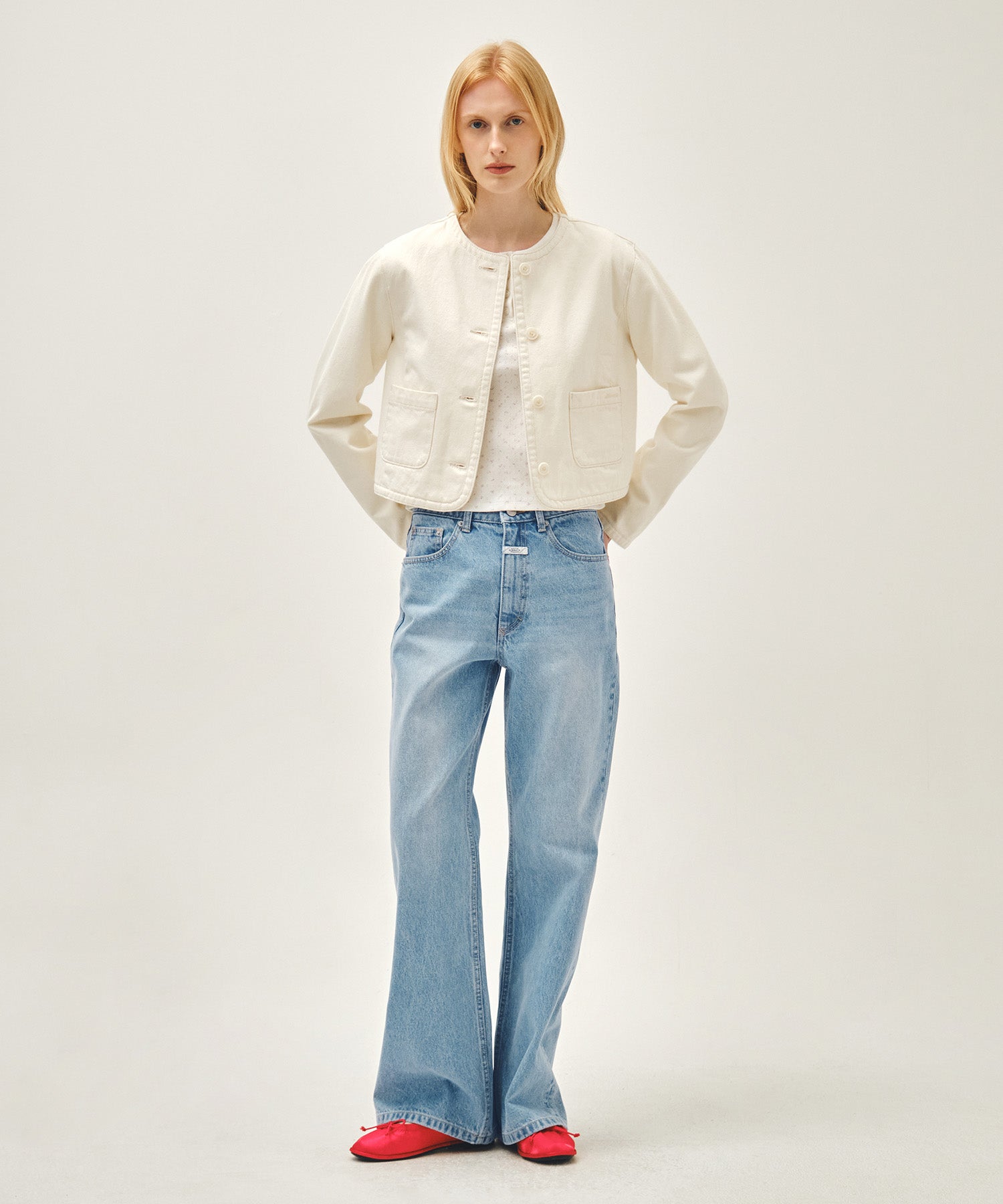 Marithe & Francois Girbaud - Round Neck Denim Jacket (Ecru) product image 8 | TRAB K-Fashion Australia