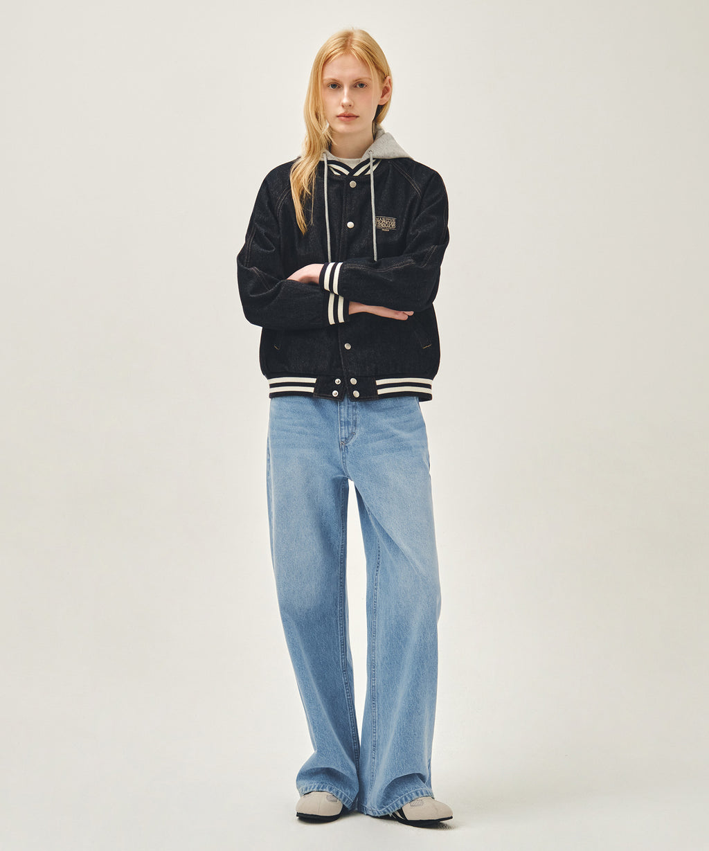 Marithe & Francois Girbaud - Classic Logo Raglan Denim Varsity Jacket (Indigo) product image 5 | TRAB K-Fashion Australia