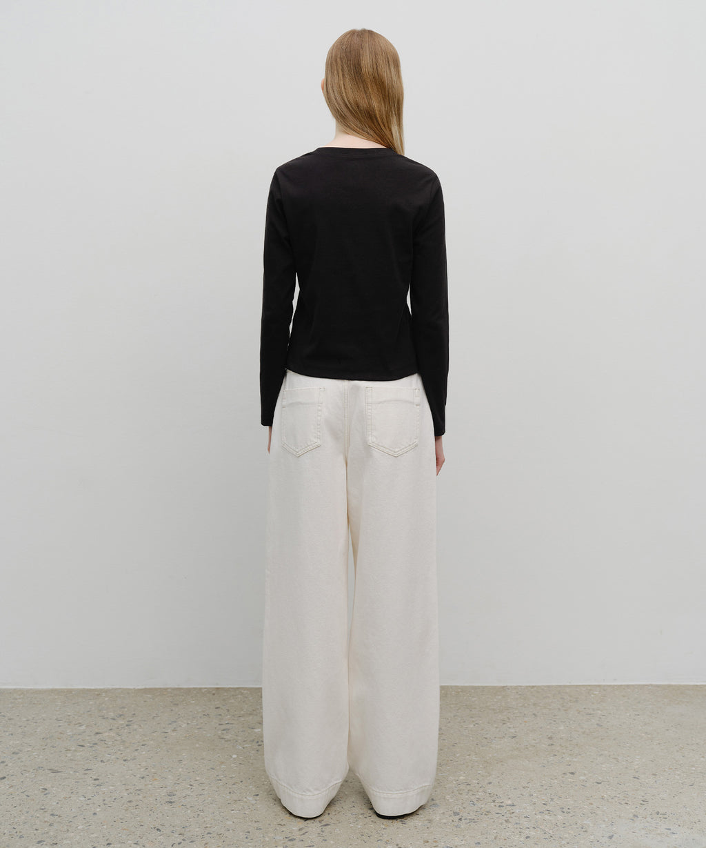 Marithe & Francois Girbaud - Low-waist Tuck Wide Denim Pants (Ecru) product image 6 | TRAB K-Fashion Australia