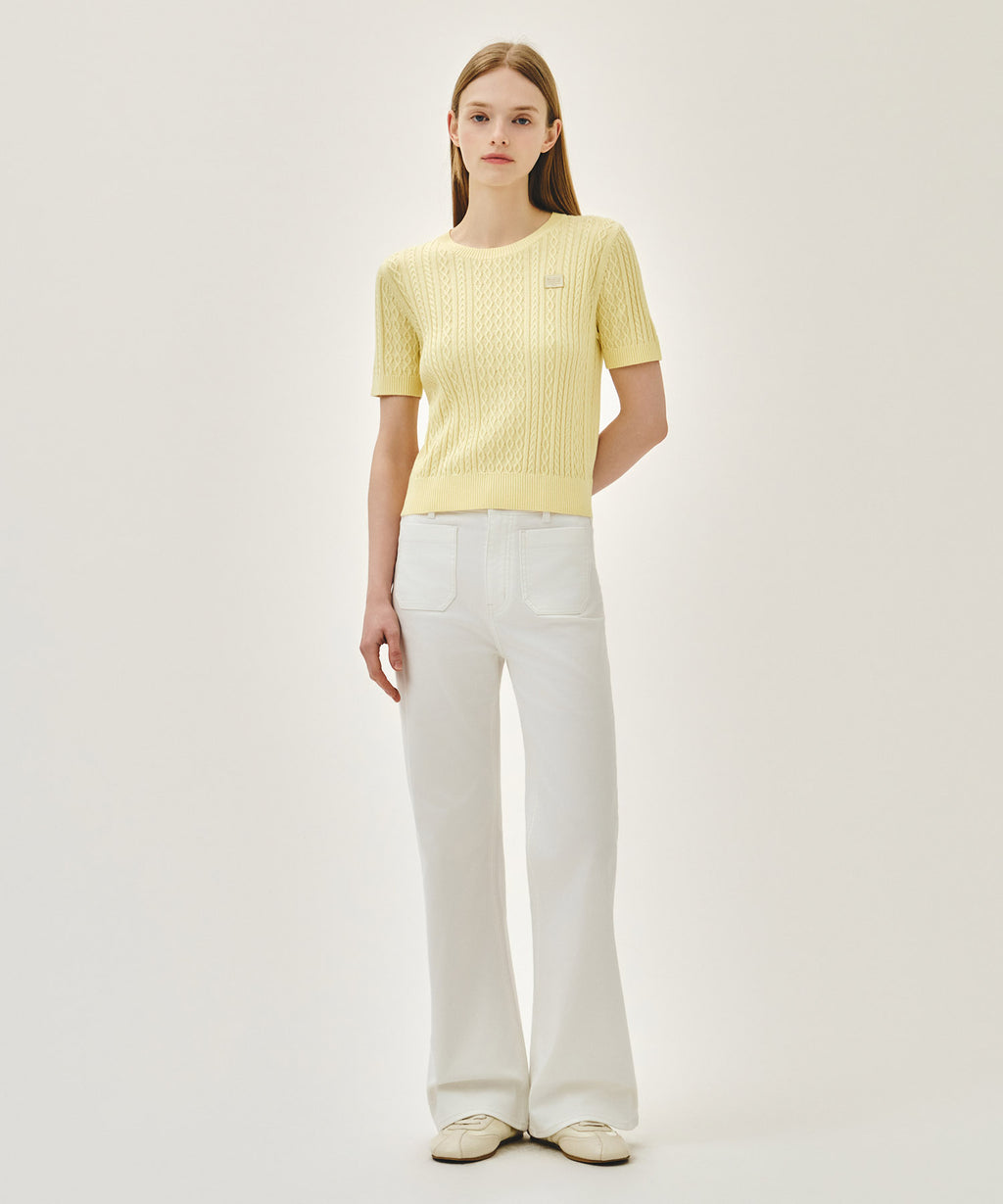 Marithe & Francois Girbaud - Cable Half Knit Pullover (Light Yellow) product image 5 | TRAB K-Fashion Australia