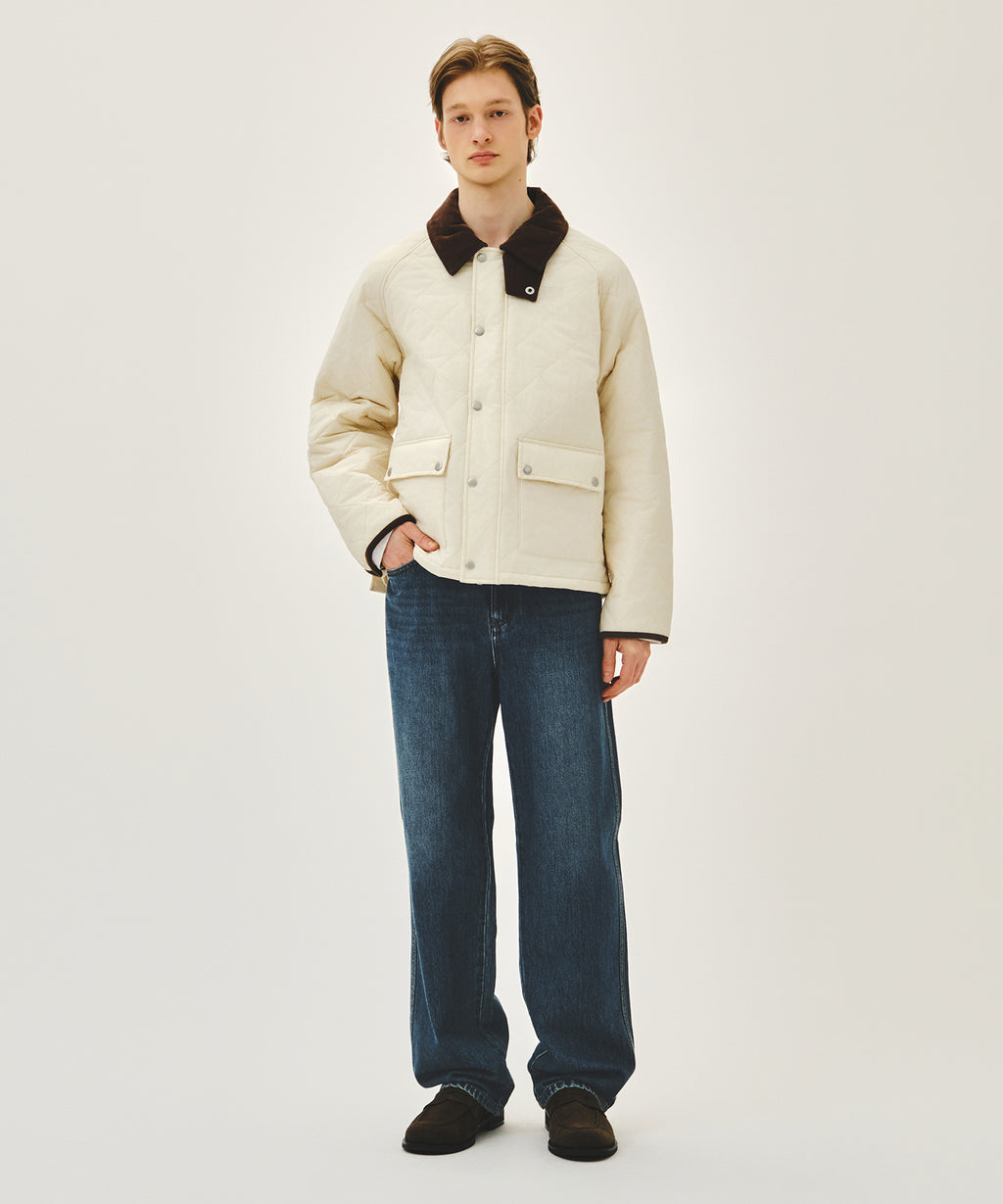 Marithe & Francois Girbaud - Corduroy Collar Quilted Jacket (Ivory) product image 5 | TRAB K-Fashion Australia