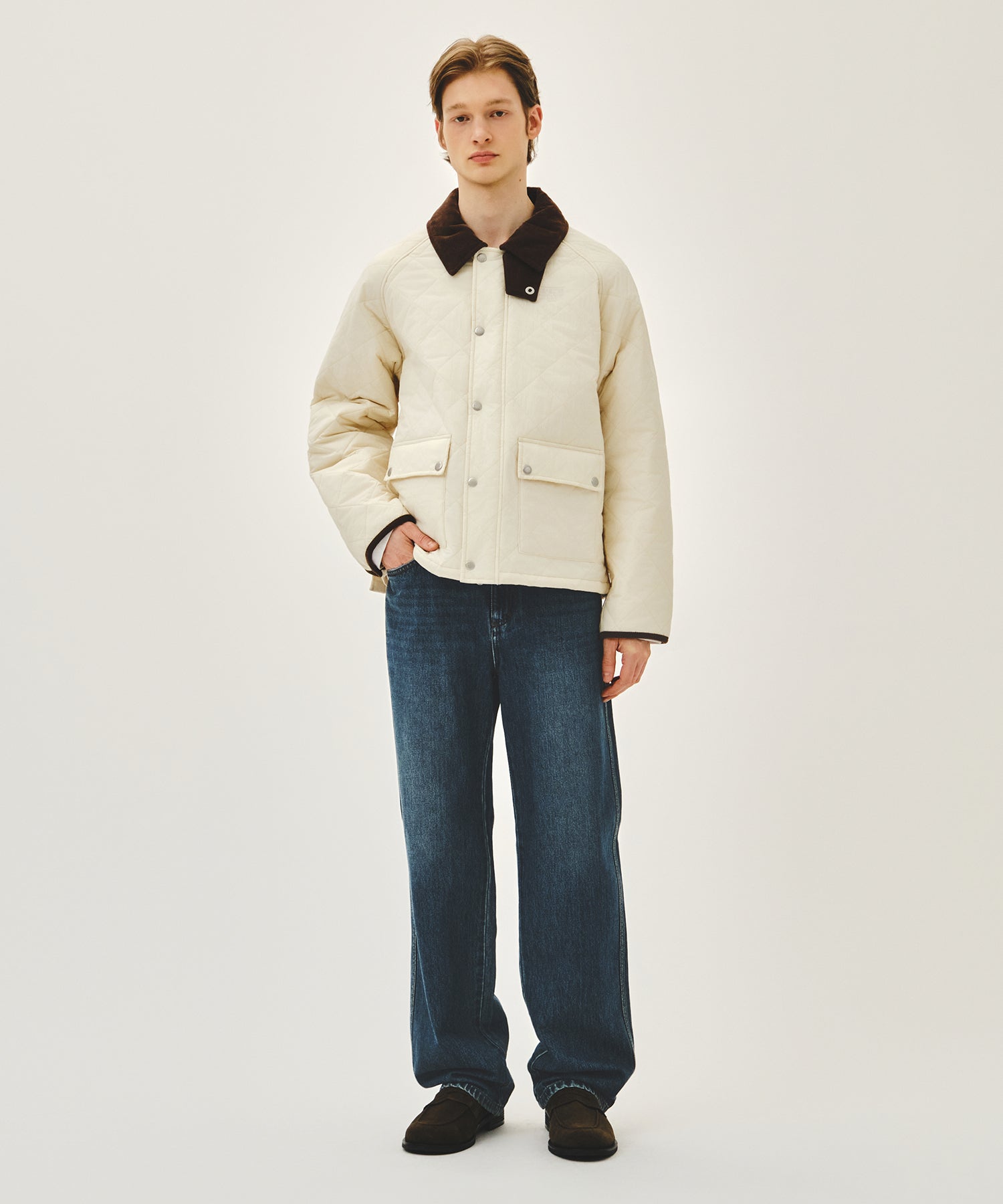 Marithe & Francois Girbaud - Corduroy Collar Quilted Jacket (Ivory) product image 5 | TRAB K-Fashion Australia