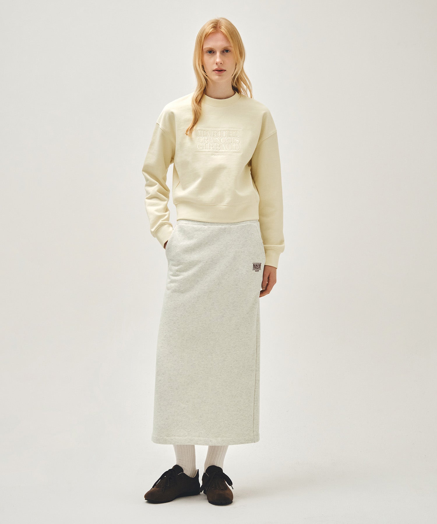 Marithe & Francois Girbaud - Classic Logo Crop Sweatshirt (Ivory) product image 5 | TRAB K-Fashion Australia