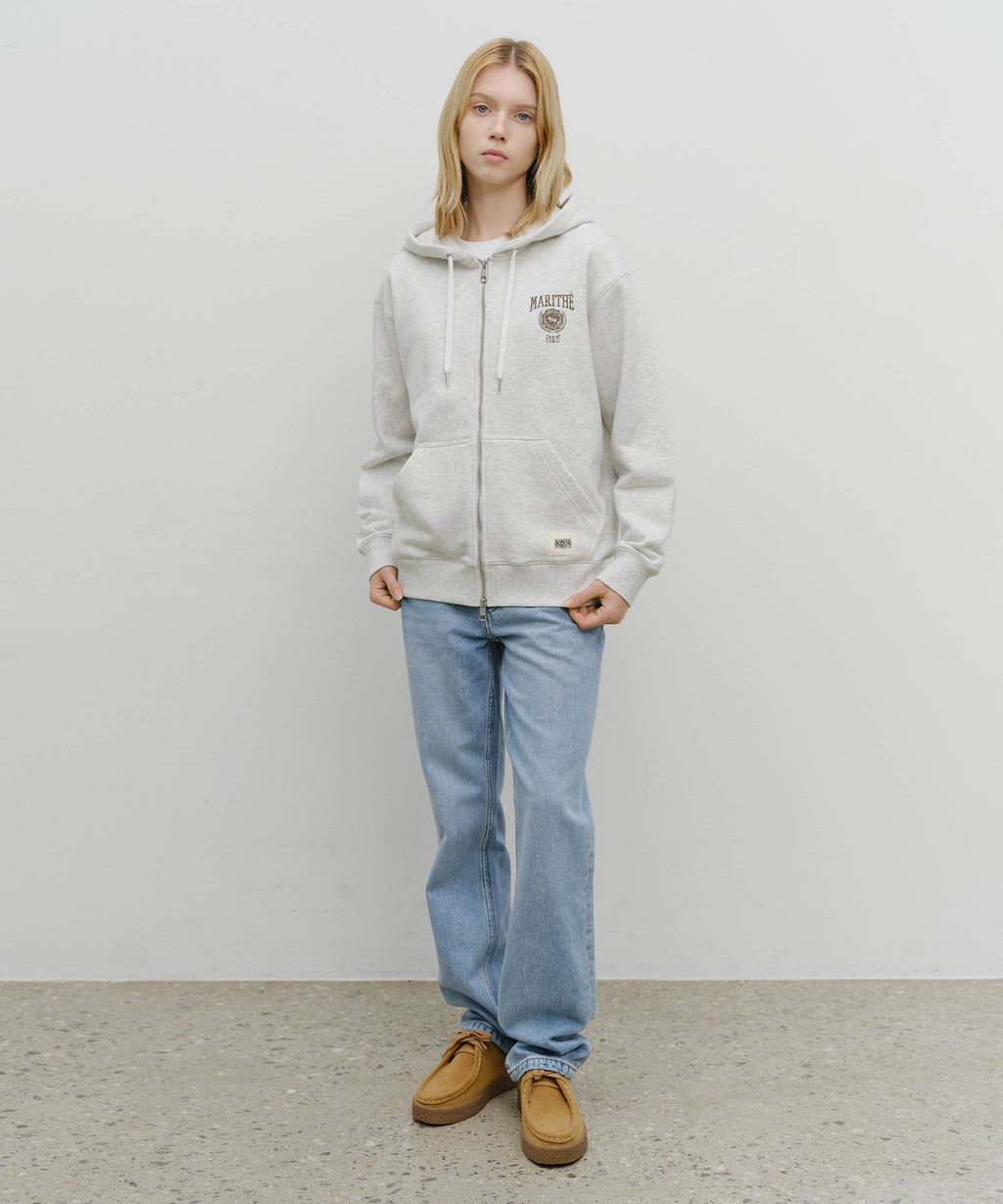 Marithe & Francois Girbaud - Big College Logo Graphic Hoodie Zipup (Light Heather Gray) product image 5 | TRAB K-Fashion Australia