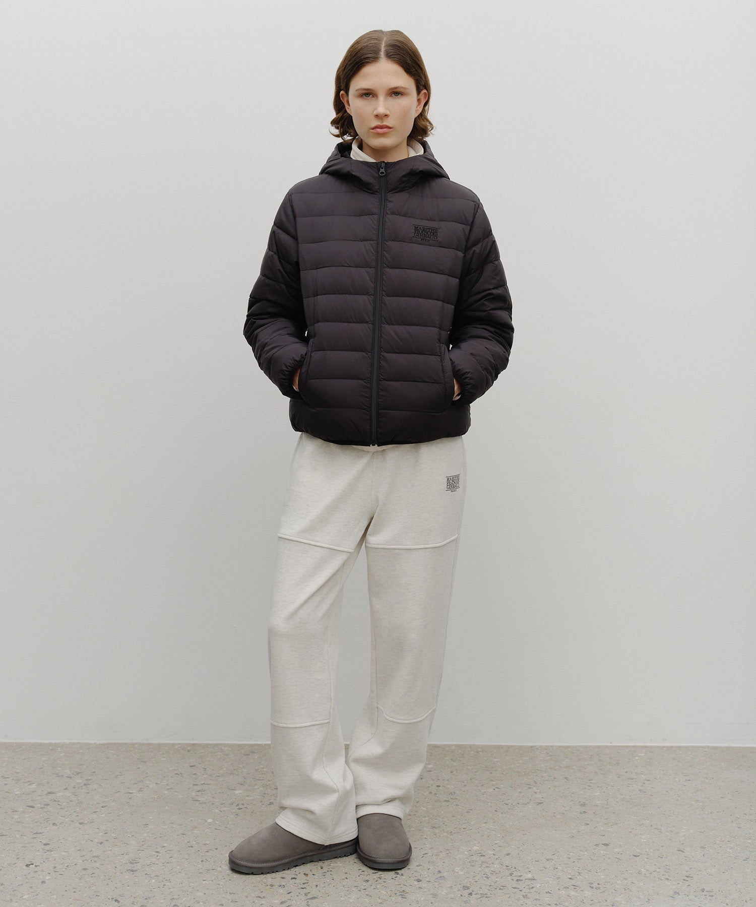 Marithe & Francois Girbaud - Classic Logo Hooded Light Down Jacket (Black) product image 5 | TRAB K-Fashion Australia