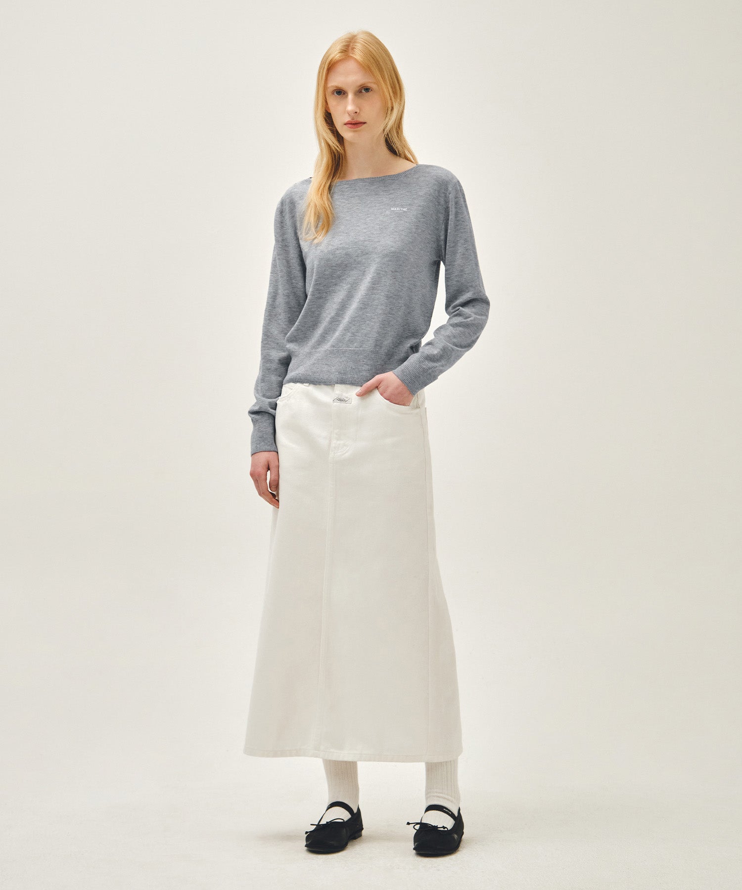 Marithe & Francois Girbaud - Boat Neck Knit Pullover (Melange Gray) product image 5 | TRAB K-Fashion Australia