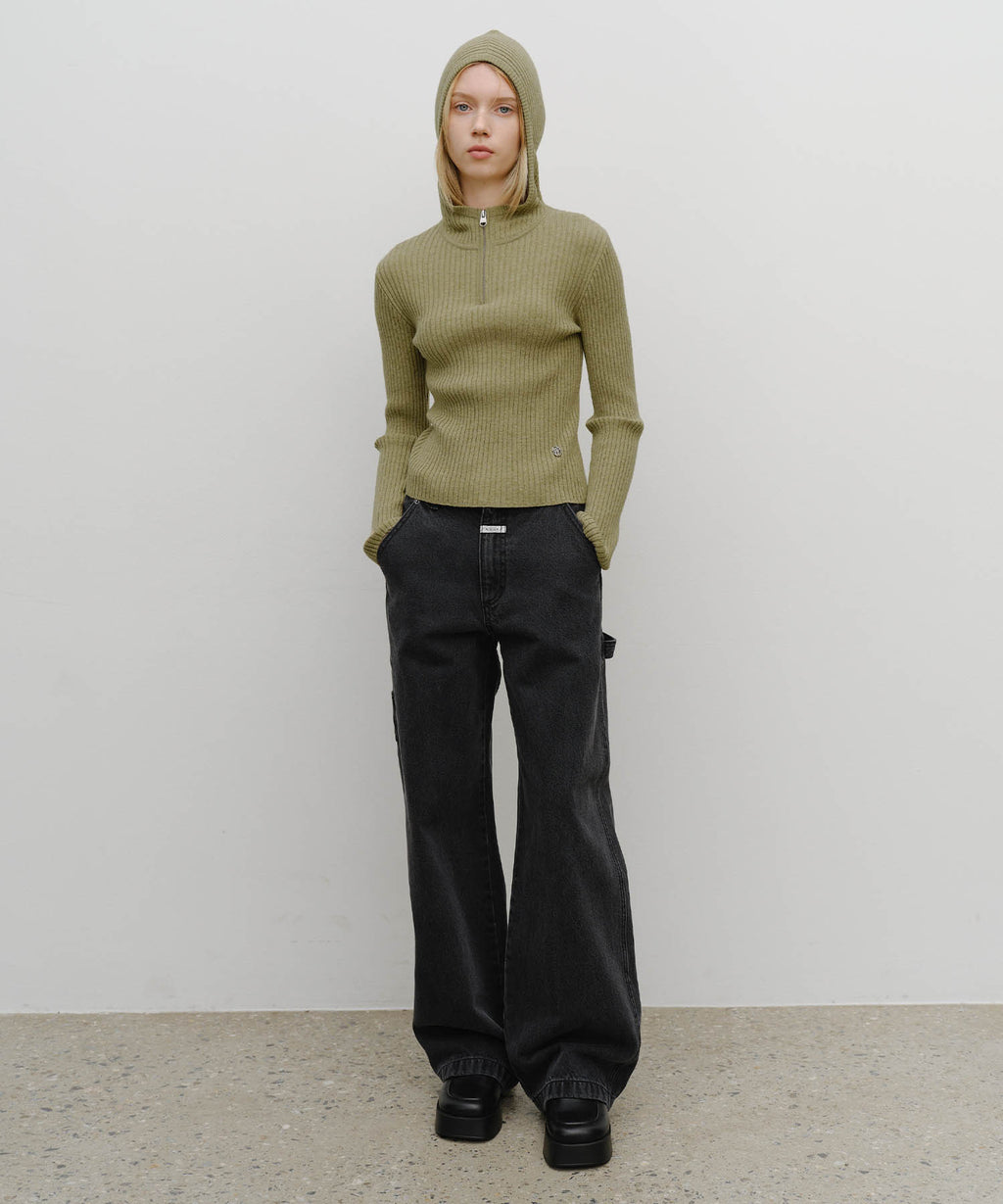 Marithe & Francois Girbaud - Balaclava Hoodie Slim Knit (Light Olive) product image 5 | TRAB K-Fashion Australia