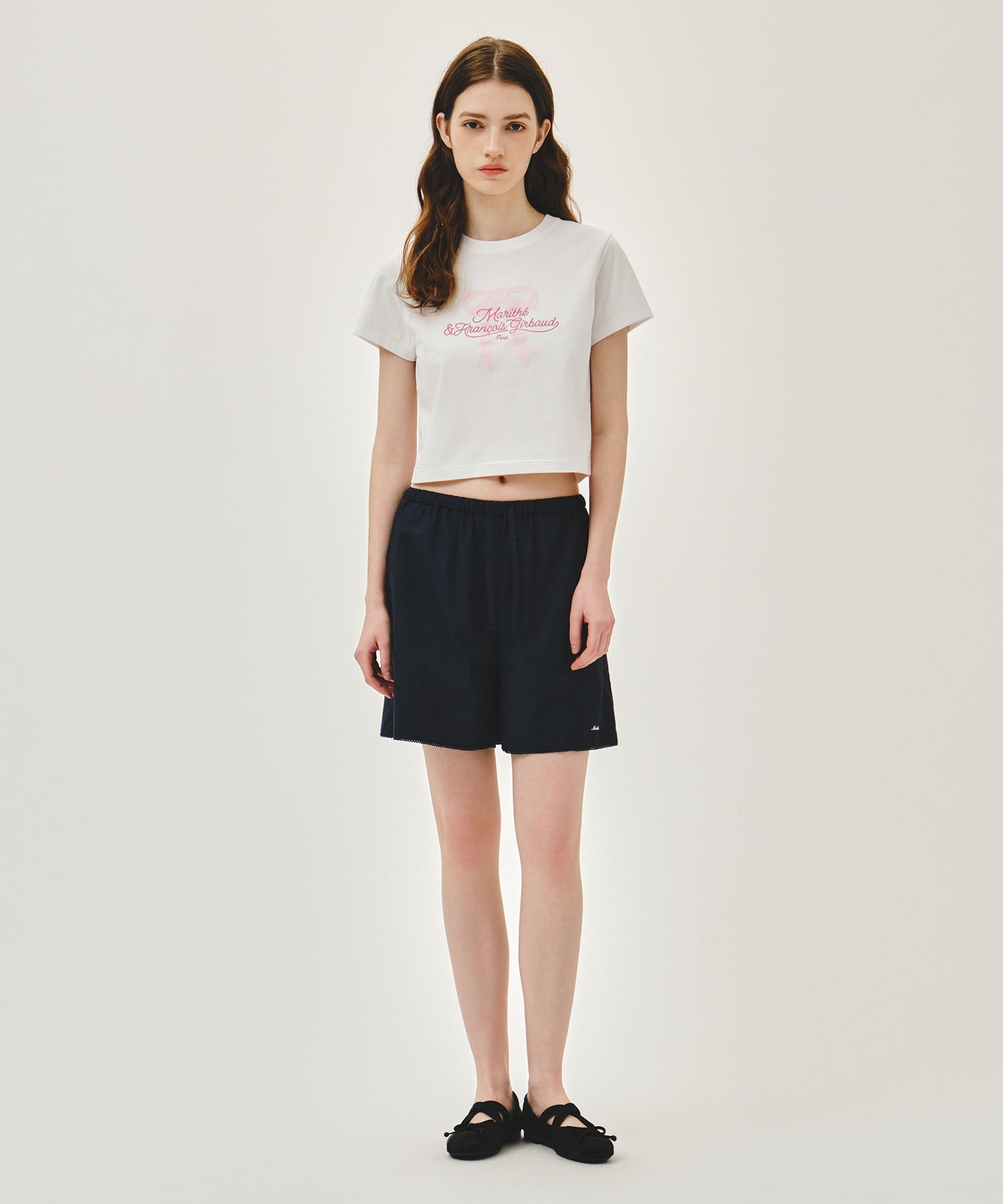 Marithe & Francois Girbaud - Sorona Cool Ribbon Graphic Crop Tee (White) product image 5 | TRAB K-Fashion Australia