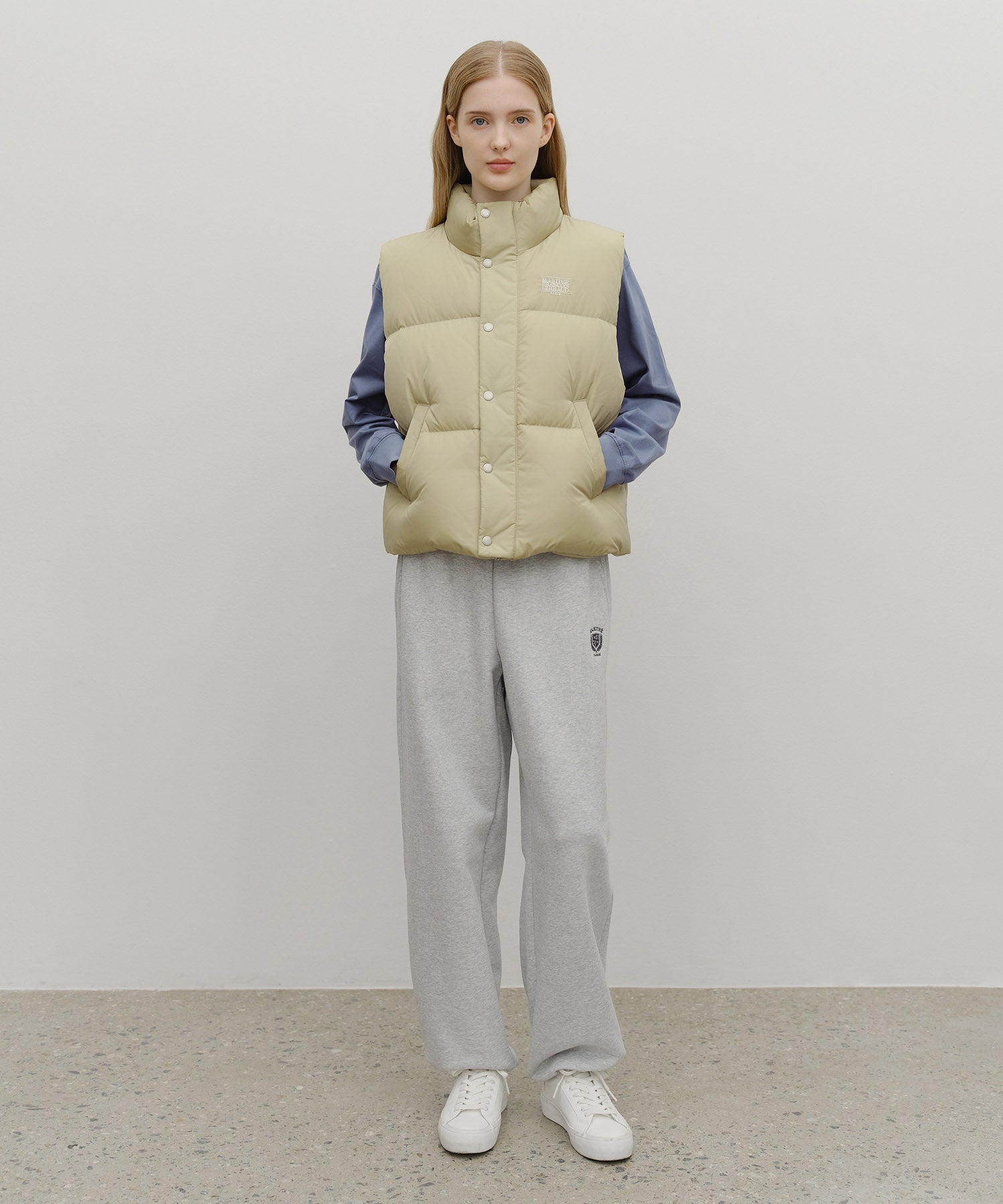 Marithe & Francois Girbaud - Classic Logo Down Vest (Beige) product image 5 | TRAB K-Fashion Australia