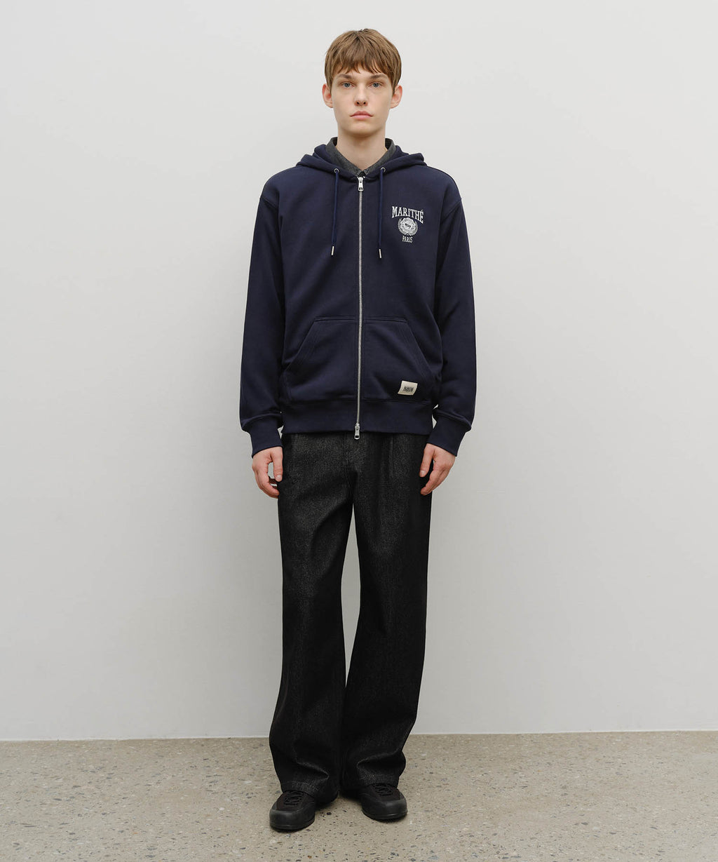 Marithe & Francois Girbaud - Big College Logo Graphic Hoodie Zipup (Navy) product image 5 | TRAB K-Fashion Australia