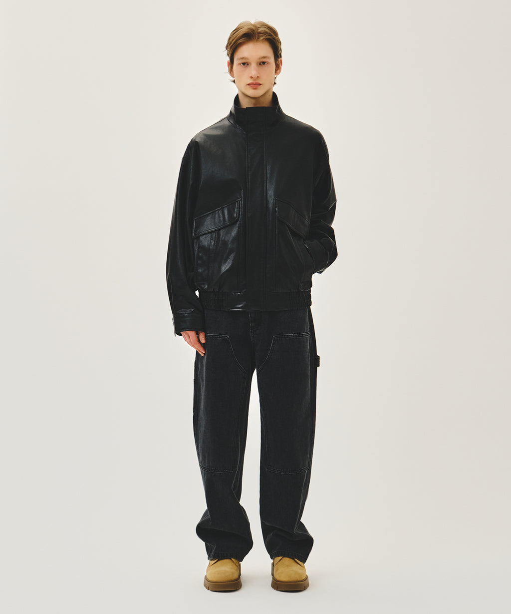Marithe & Francois Girbaud - Faux Leather High Neck Jacket (Black) product image 5 | TRAB K-Fashion Australia