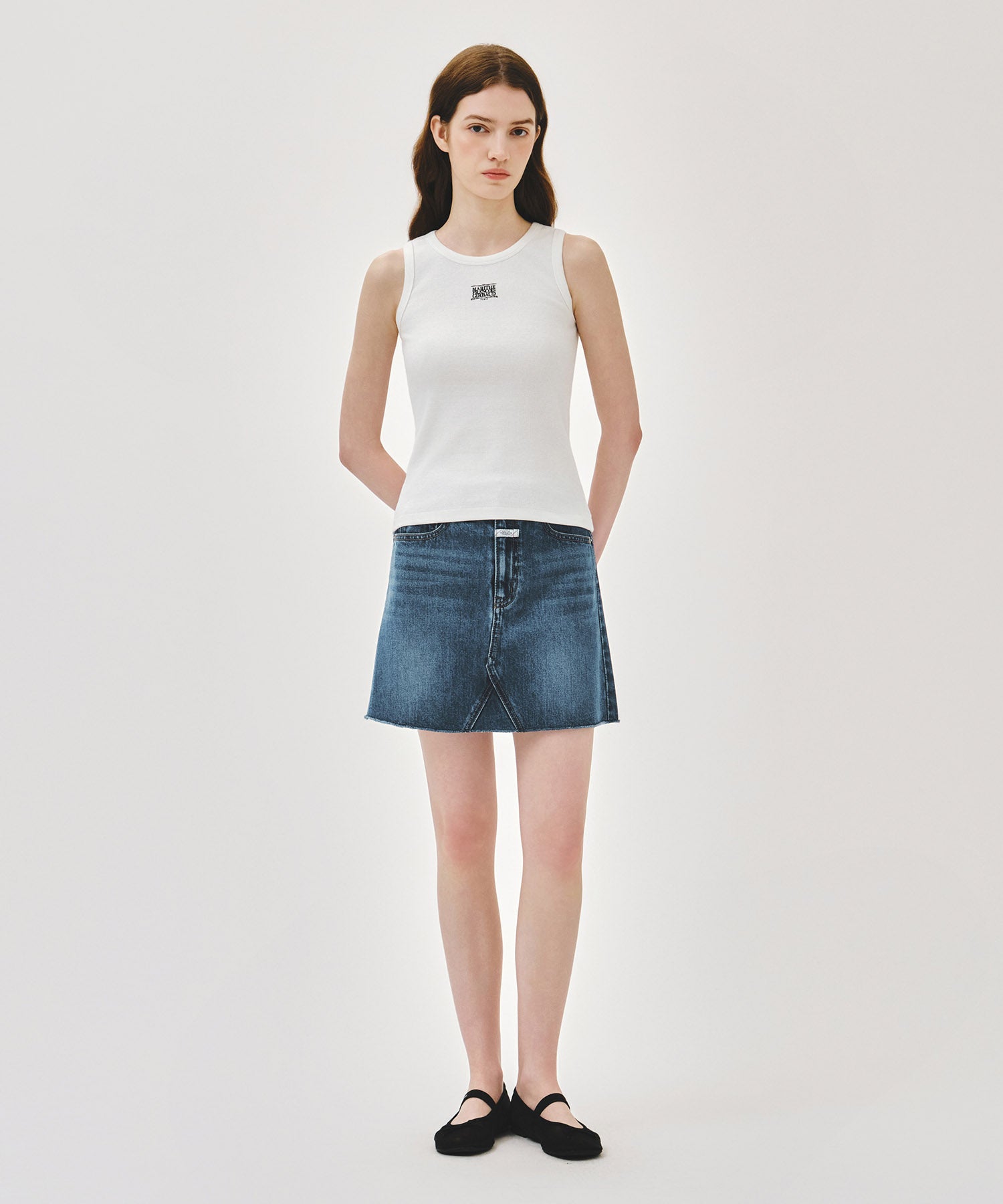 Marithe & Francois Girbaud - [Pre-order – Ships 2 Jul] Ribbon Classic Logo Sleeveless (White) product image 5 | TRAB K-Fashion Australia